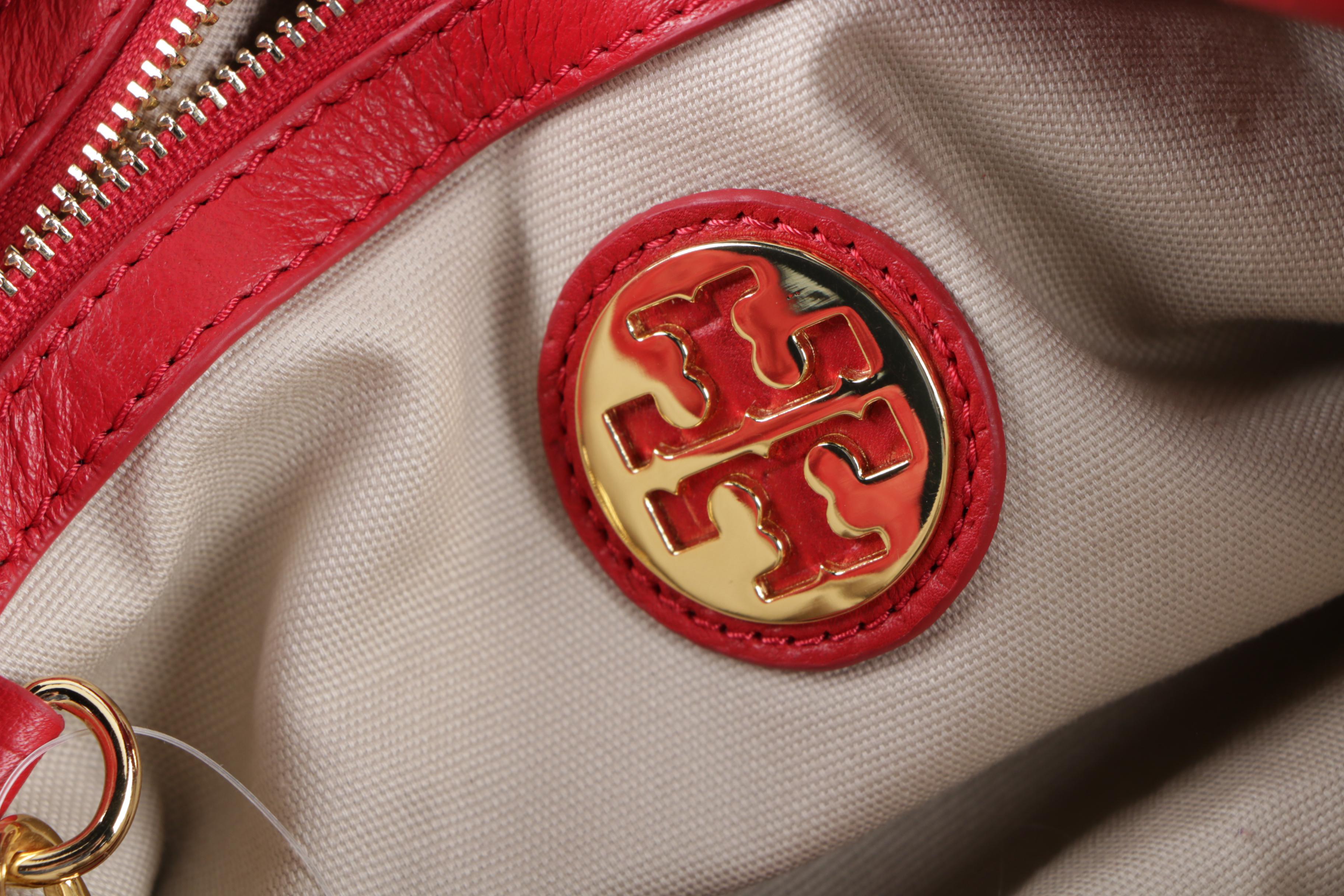 Tory Burch Monogrammed Red Leather Handbag