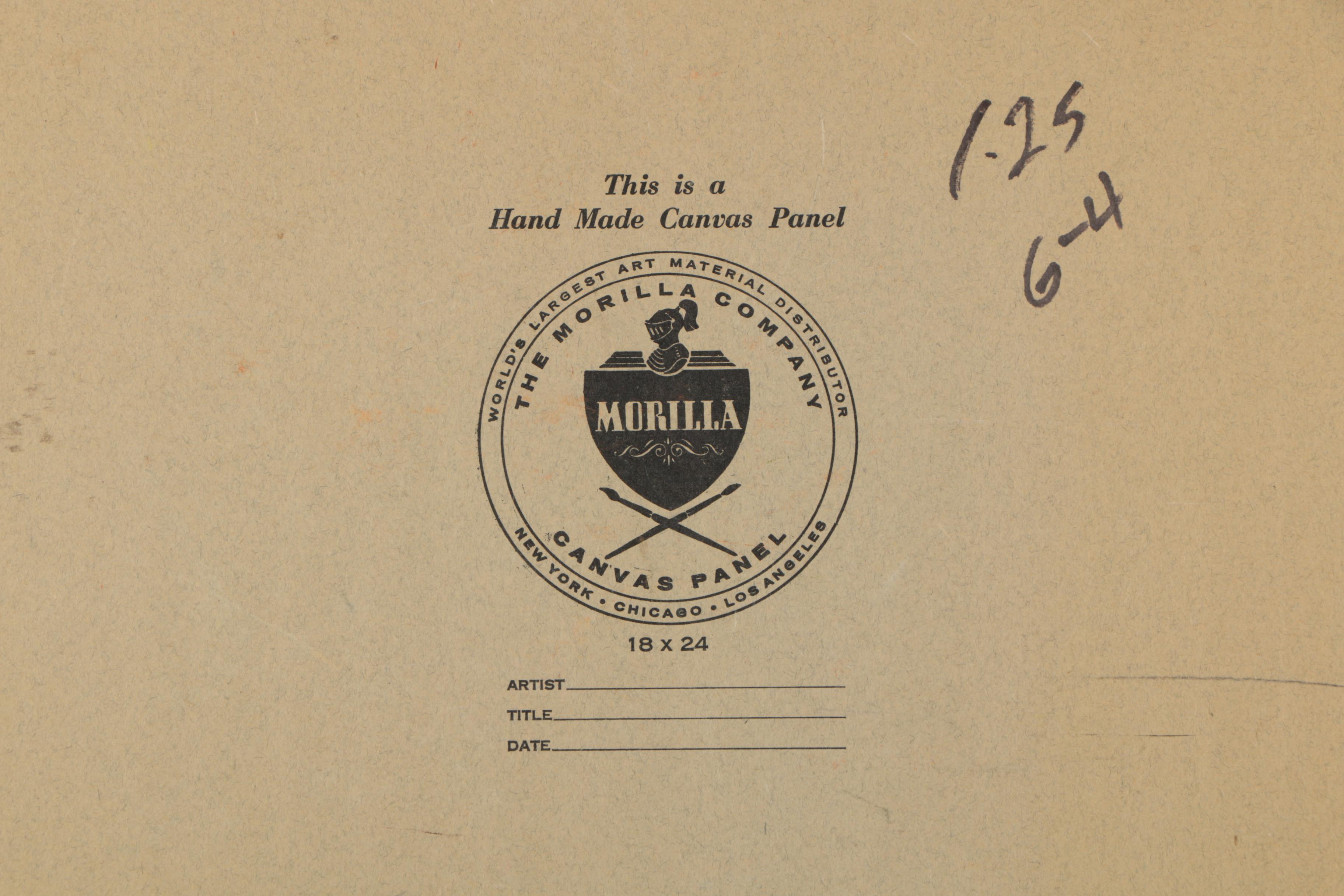 Oil Painting of Boats and Dock Buildings