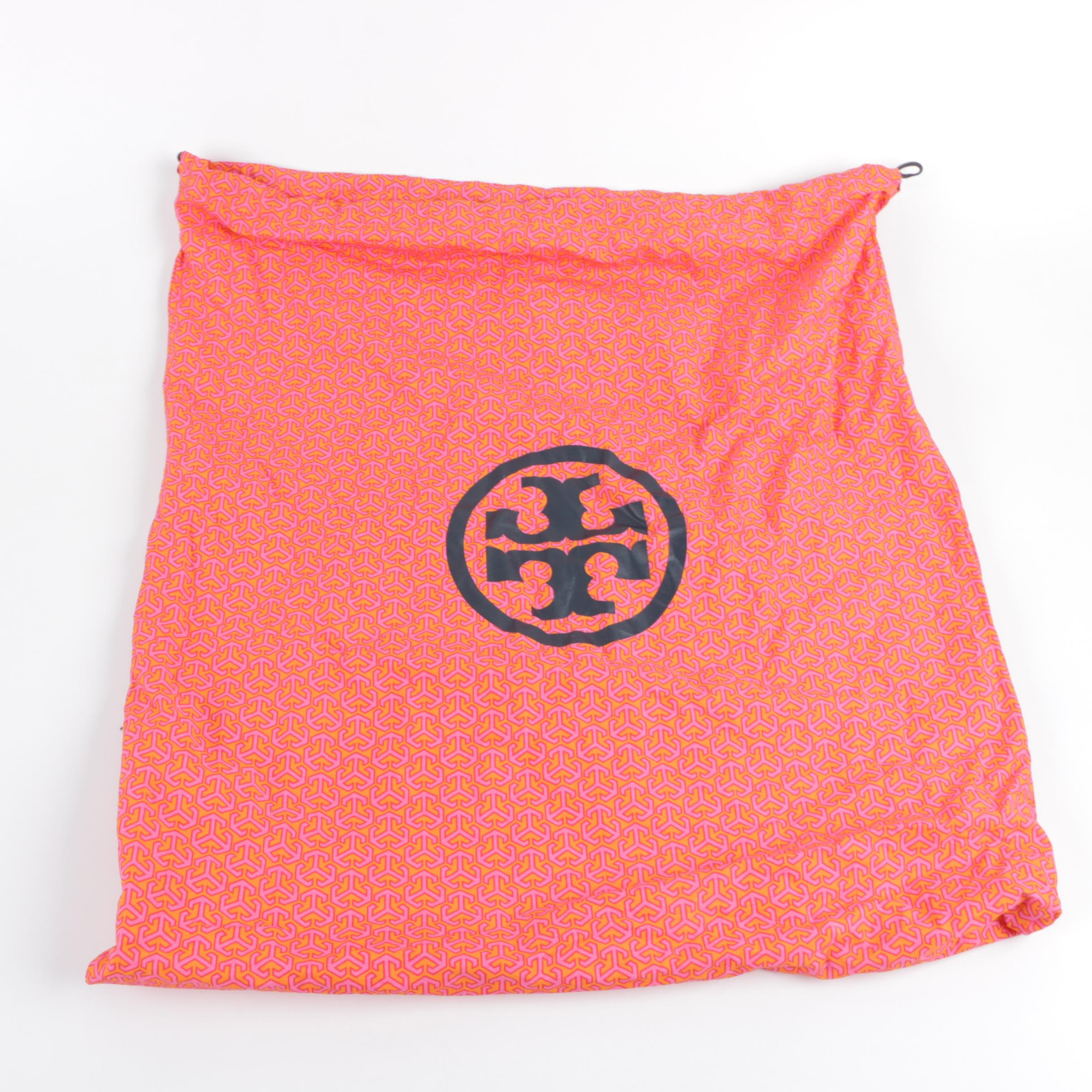 Tory Burch Metallic Silver Leather Logo Tote Handbag