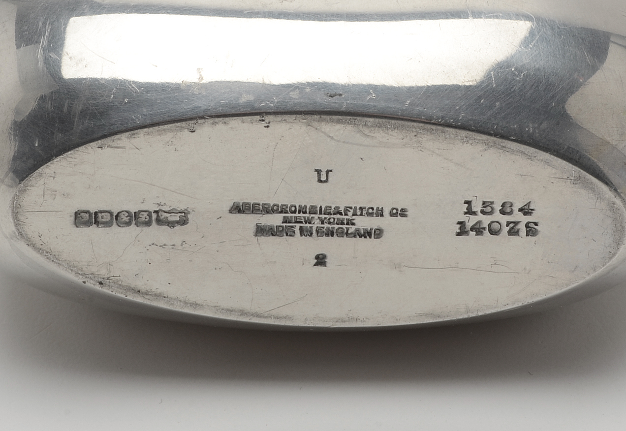 Vintage James Dixon & Sons Silver Plate Flask for Abercrombie & Fitch