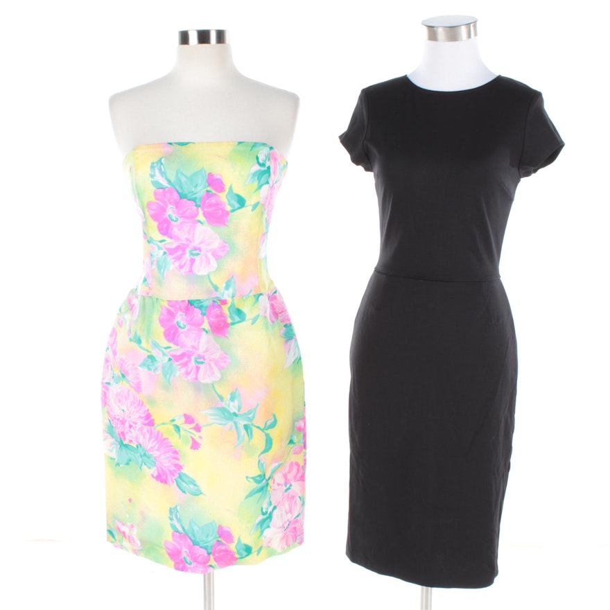 Escada Strapless Silk Cocktail Dress and Love...Ady Black Rayon Dress