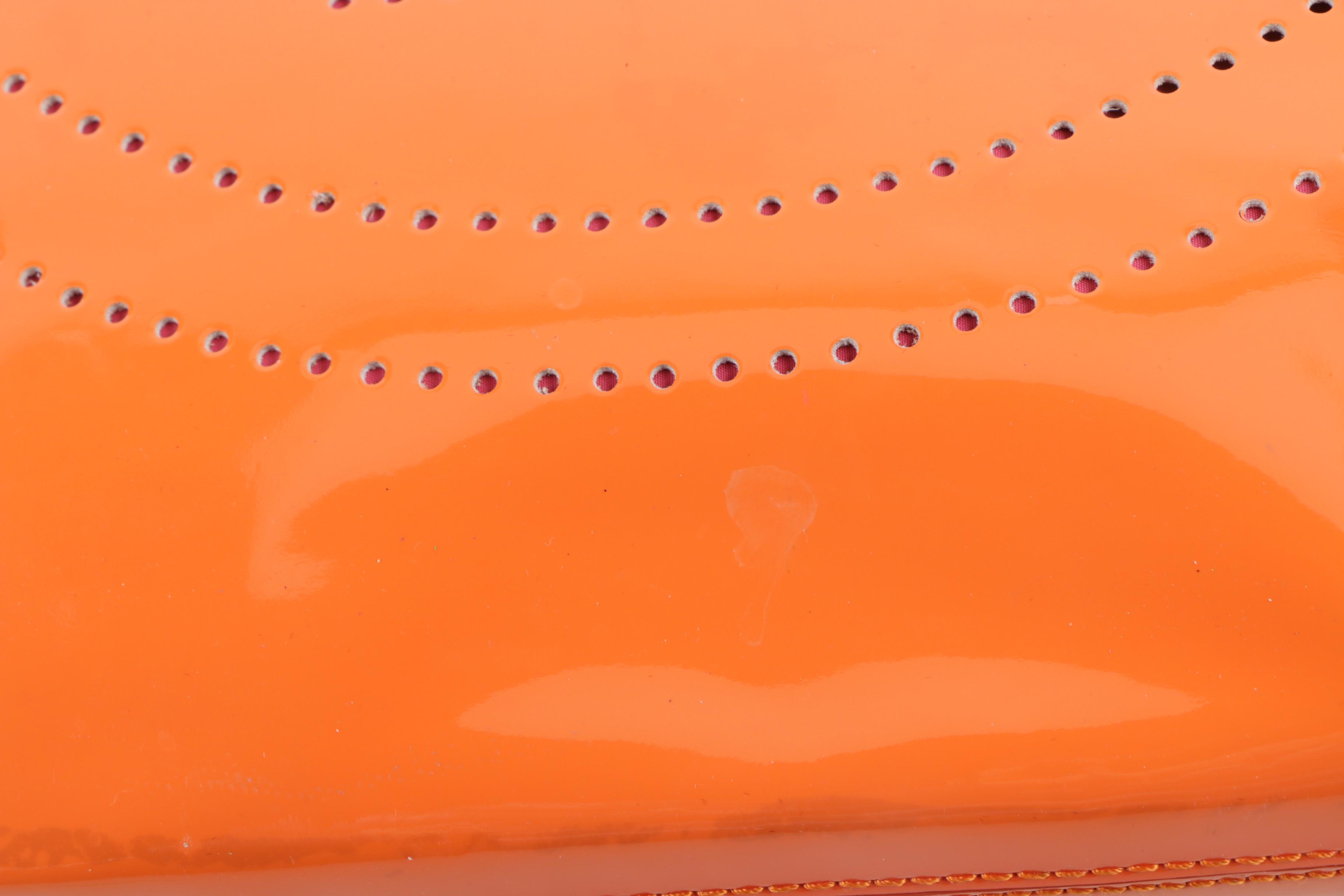 Tory Burch Orange and Pink Patent Leather Tote Bag