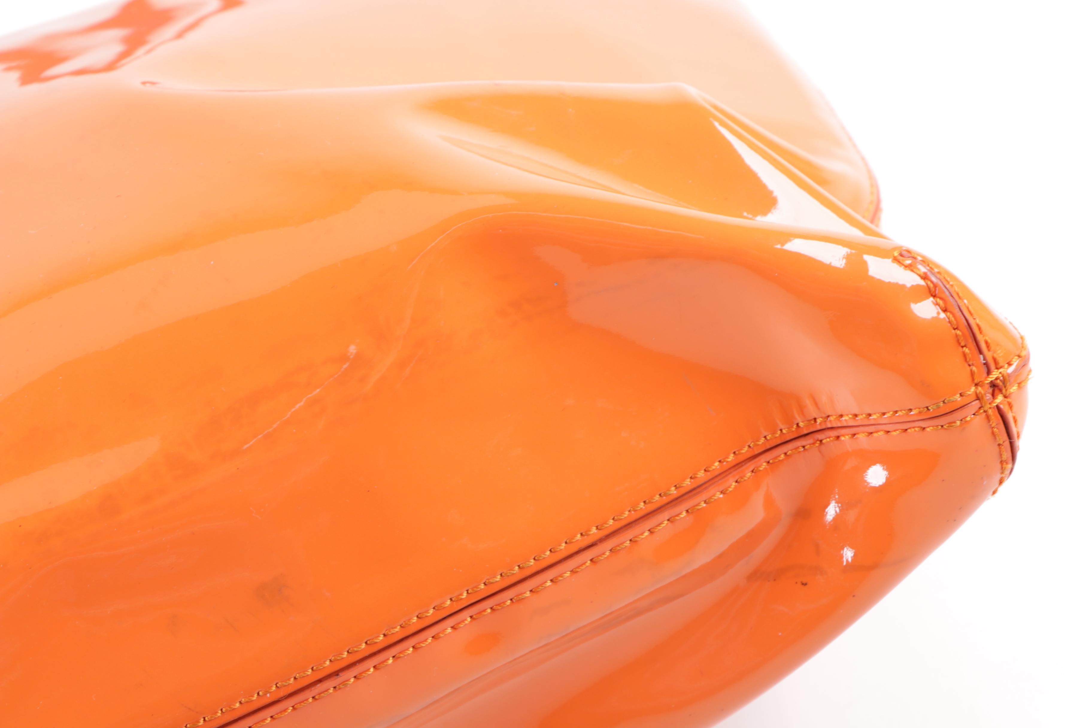 Tory Burch Orange and Pink Patent Leather Tote Bag