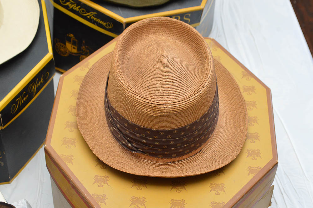 Vintage Hats and Boxes Including Cavanagh Whipcord and Churchill Ltd. Beaver Fur