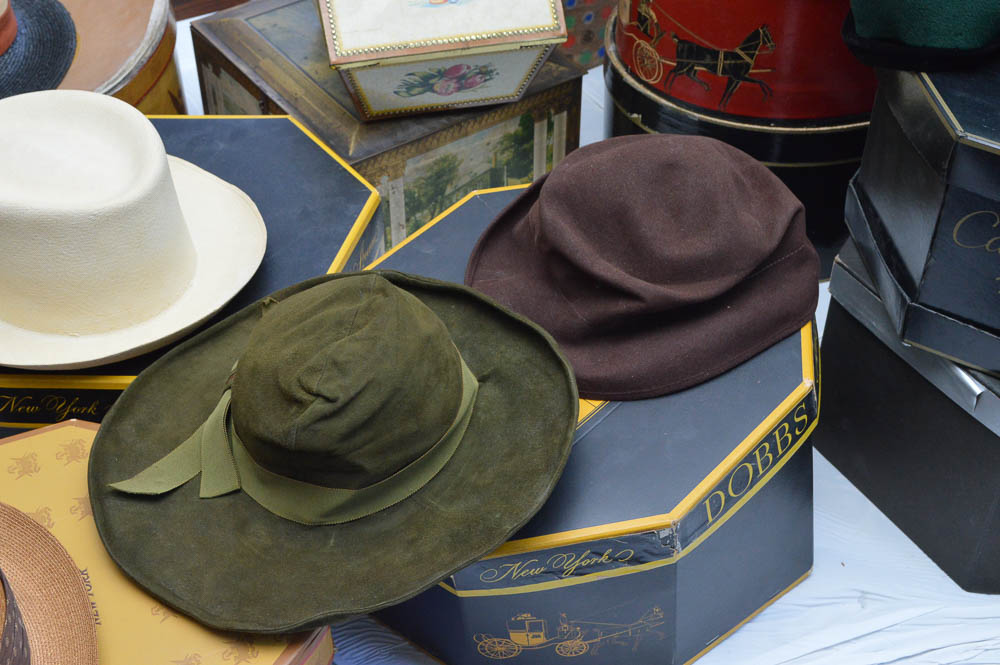 Vintage Hats and Boxes Including Cavanagh Whipcord and Churchill Ltd. Beaver Fur