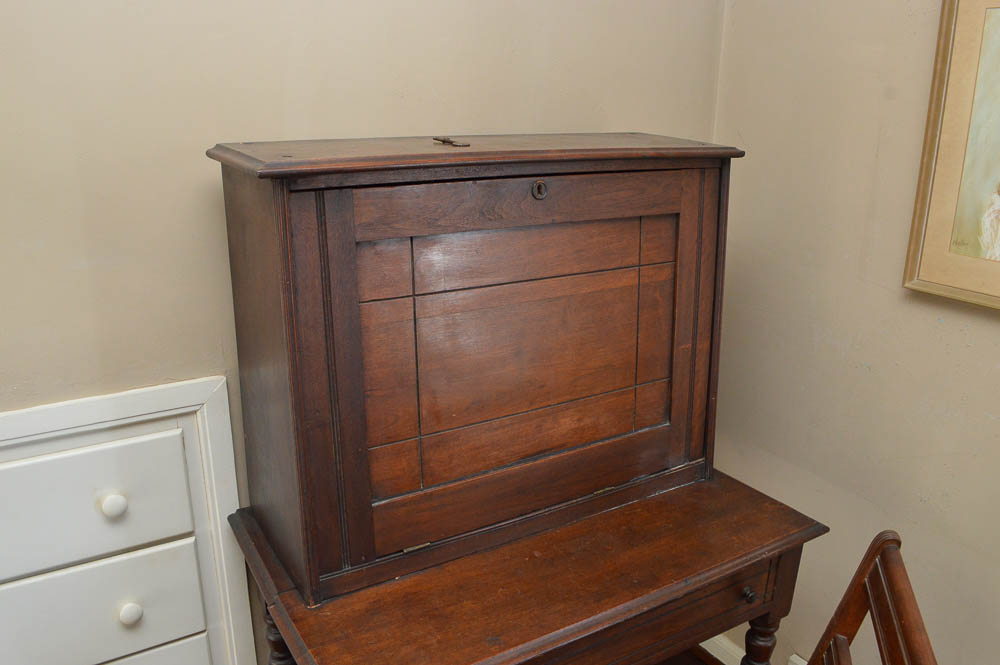 Antique Walnut "Plantation" Desk with Chair