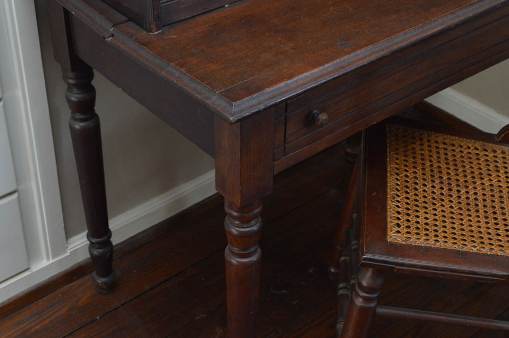 Antique Walnut "Plantation" Desk with Chair