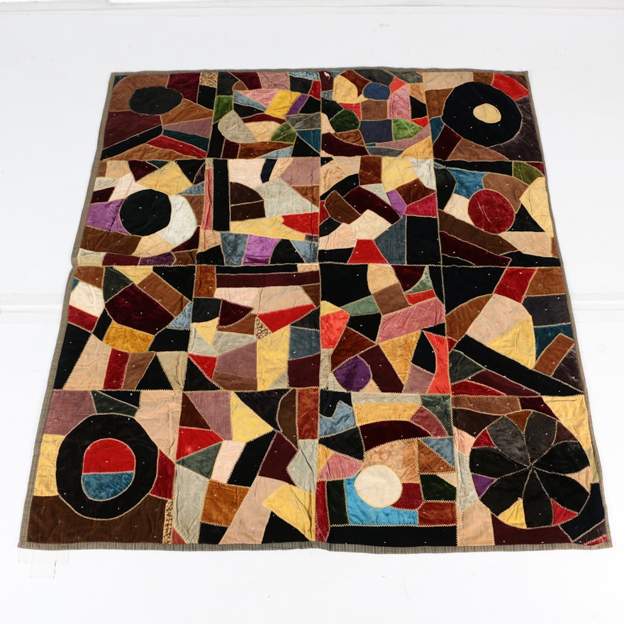 Victorian Handcrafted "Crazy" Quilt