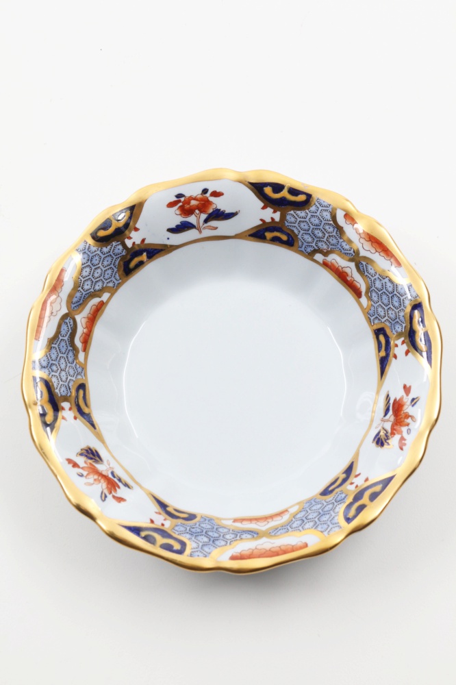 Six Spode "Shima Border" China Fruit Bowls with Under Plates