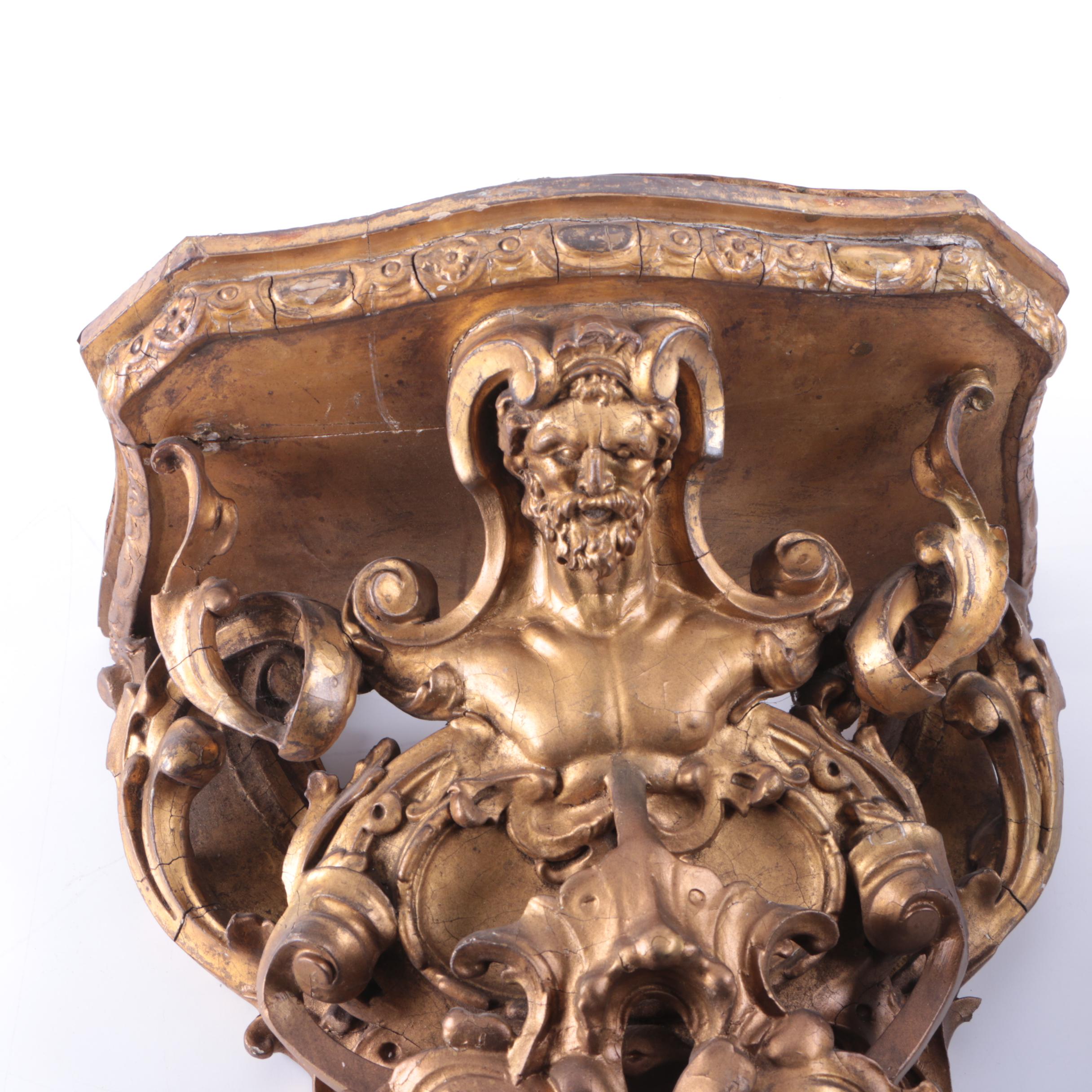 Antique Italian Baroque Gilt Wall Brackets