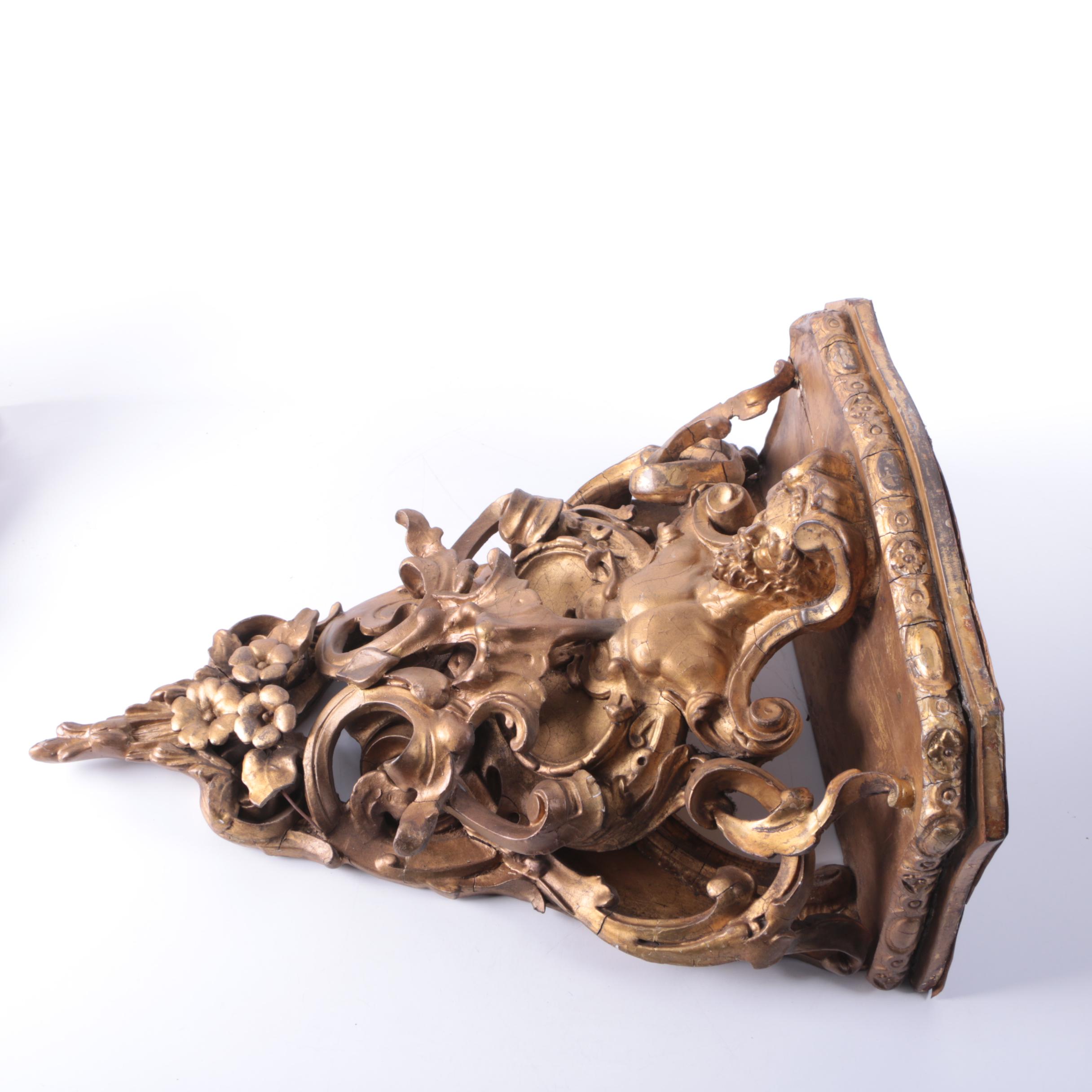 Antique Italian Baroque Gilt Wall Brackets