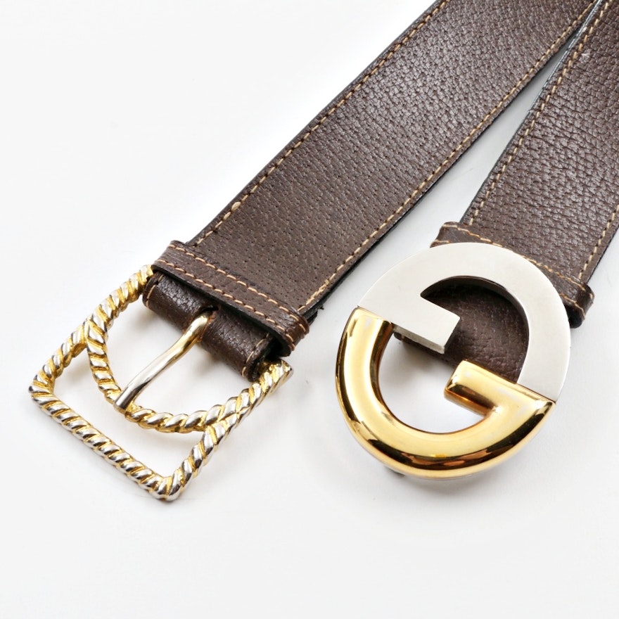 Men's Vintage Gucci Brown Leather Belts