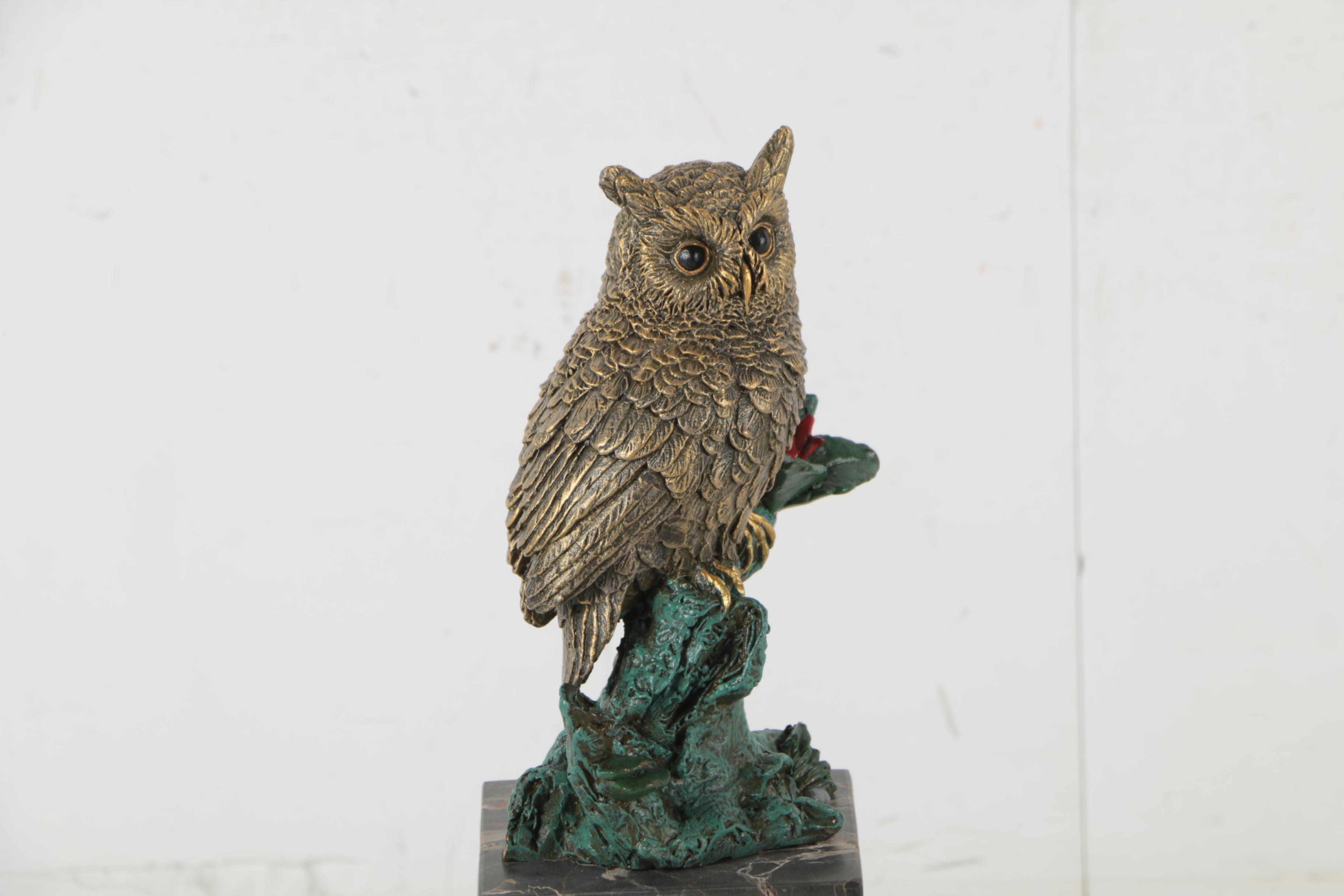 Milo Painted Metal Owl Sculpture