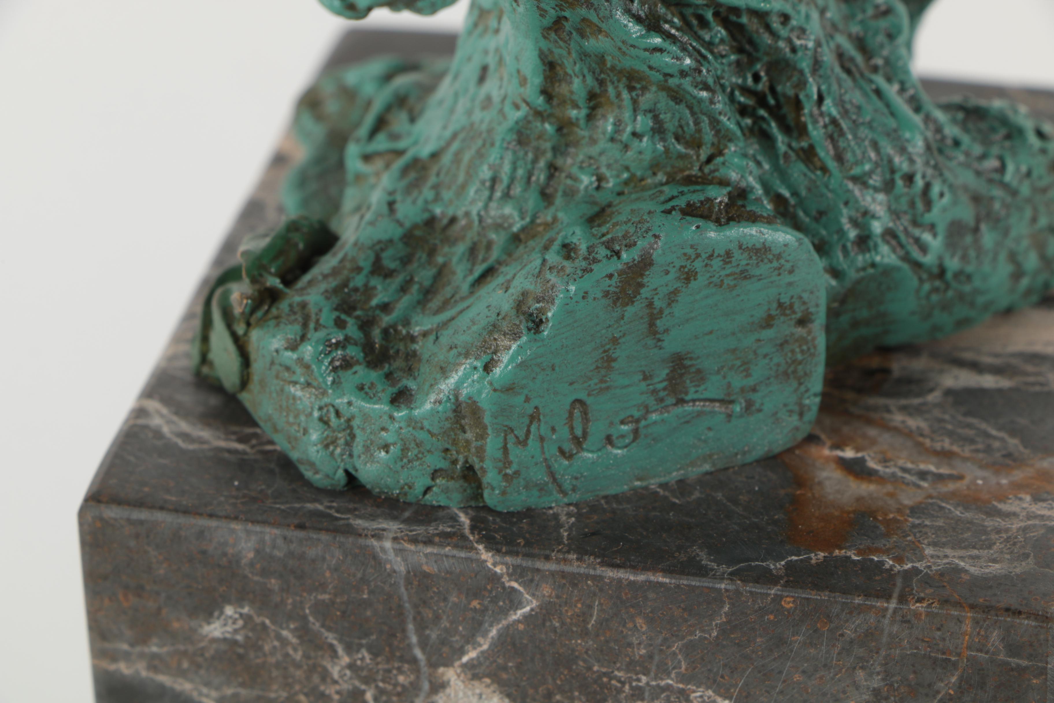 Milo Painted Metal Owl Sculpture