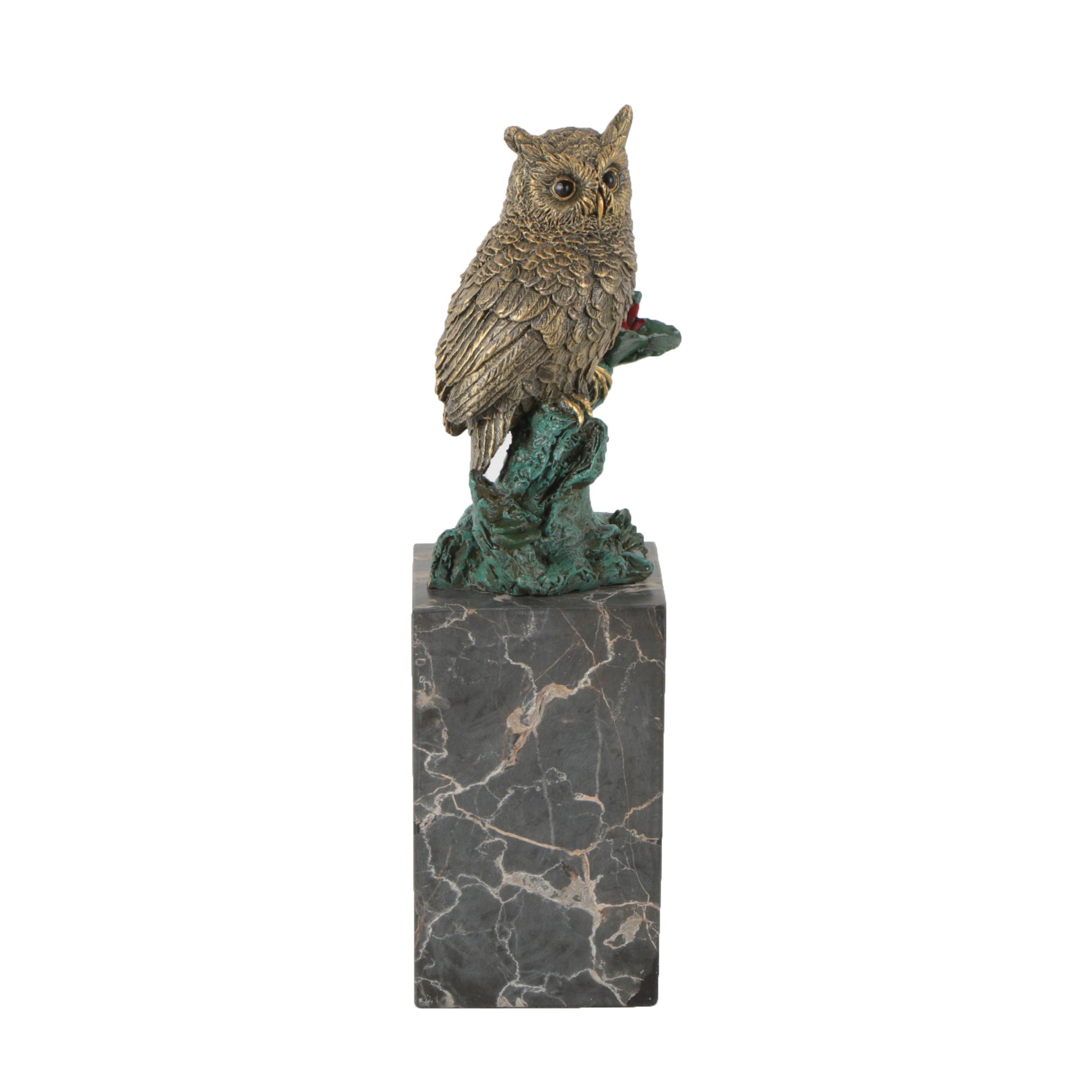 Milo Painted Metal Owl Sculpture