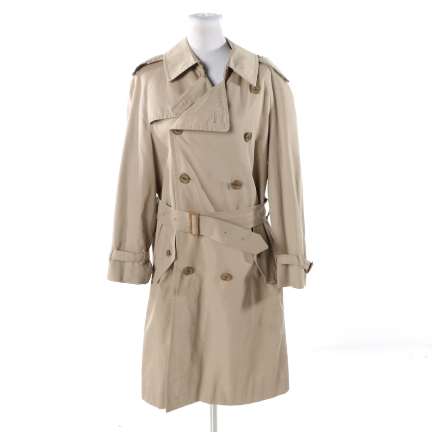 Women's Vintage Burberry Double-Breasted Khaki Trench Coat