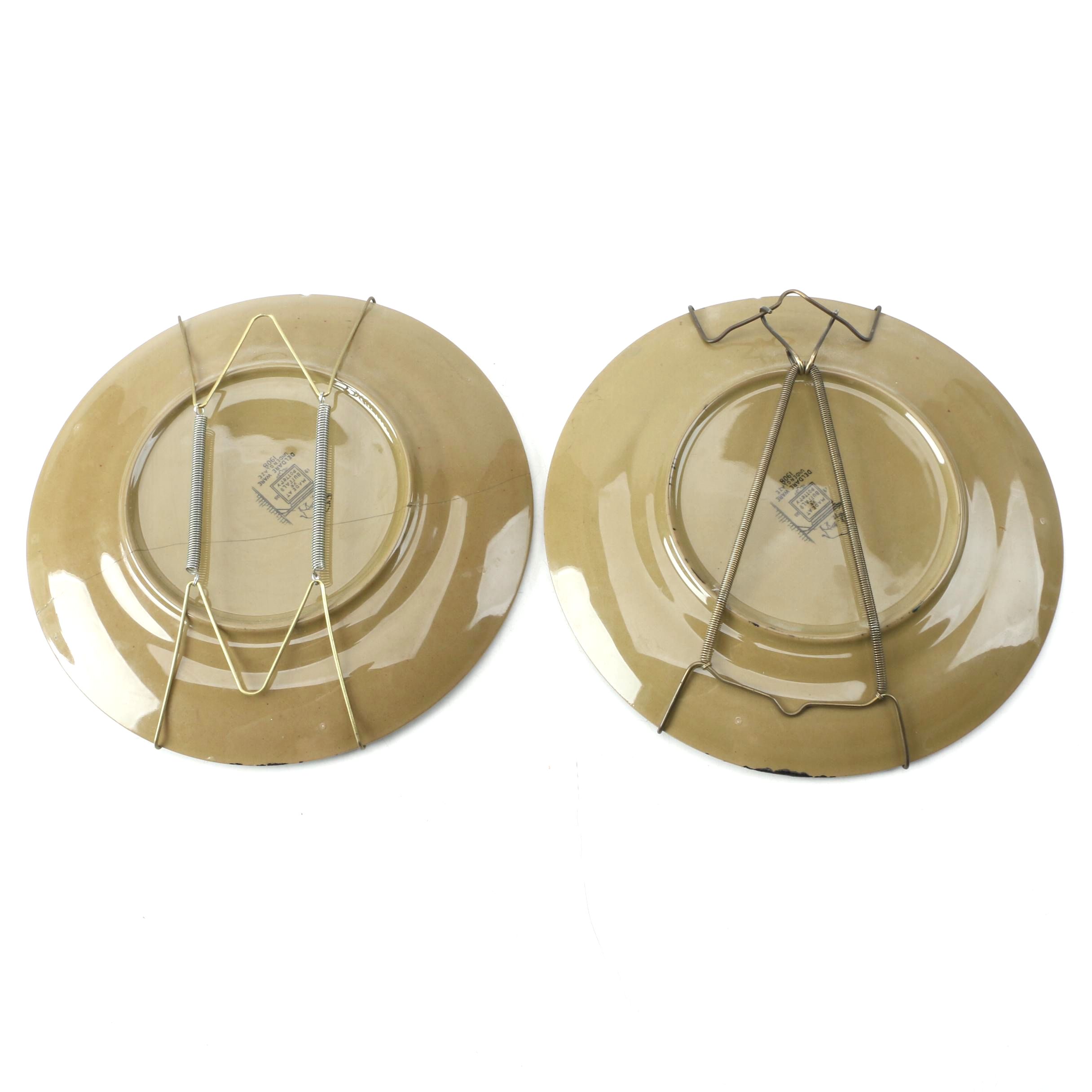 Pair of Antique Hand-Painted Buffalo Pottery Deldare Plates