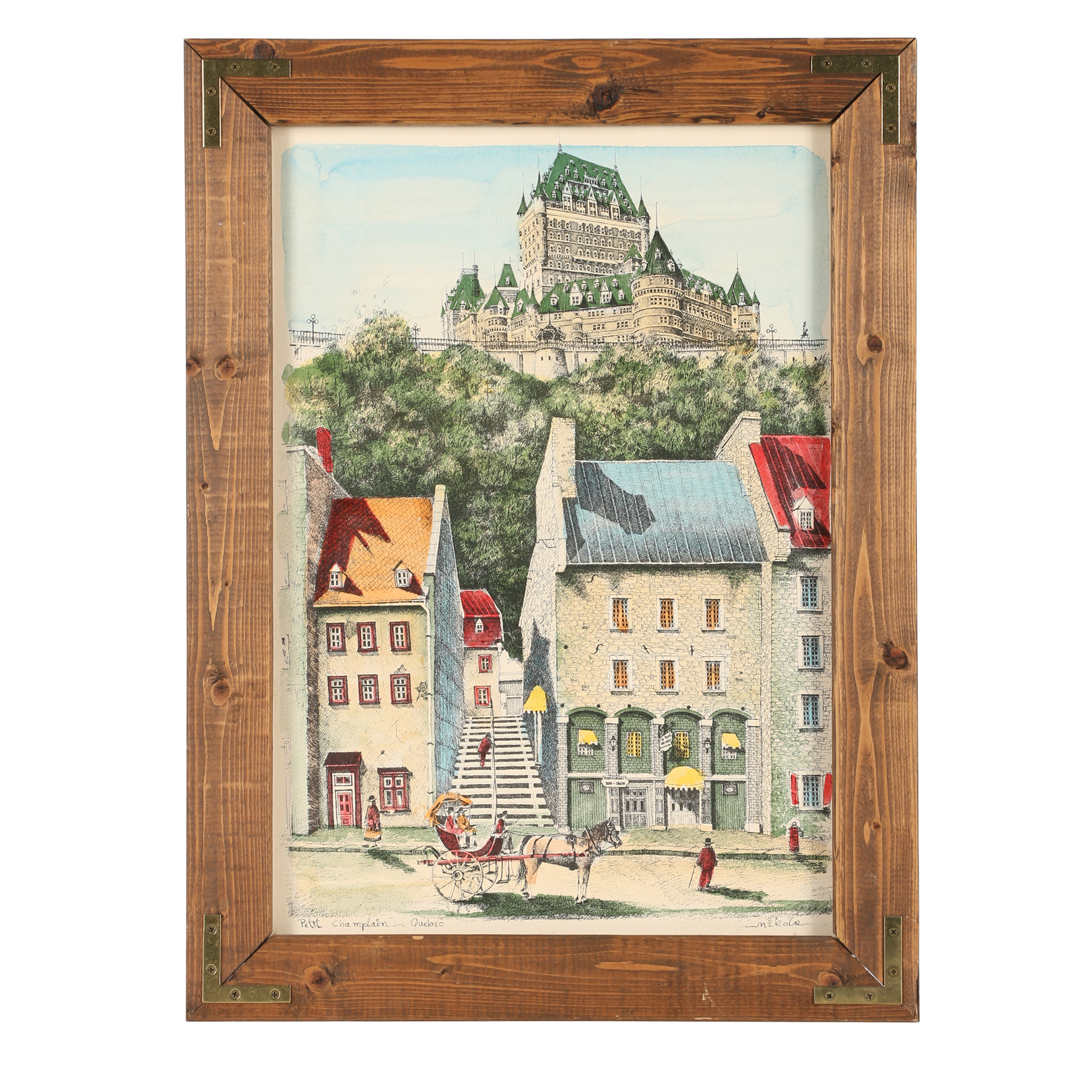 Lithograph After Mikola "Petit Champlain - Quebec"