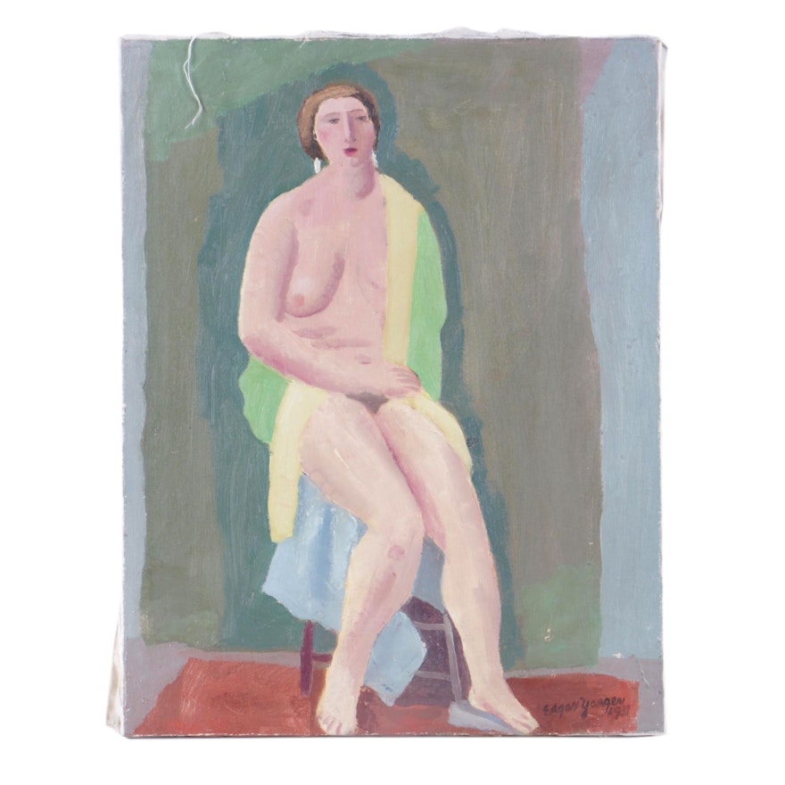 Edgar Yaeger Oil Painting of a Nude Figure