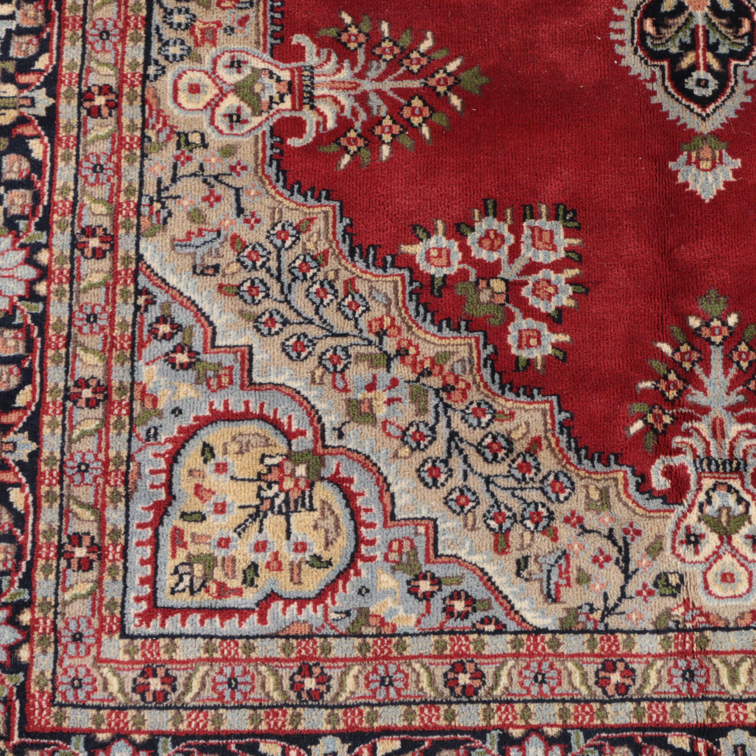 Hand-Knotted Indo-Persian Kerman-Style Wool Area Rug