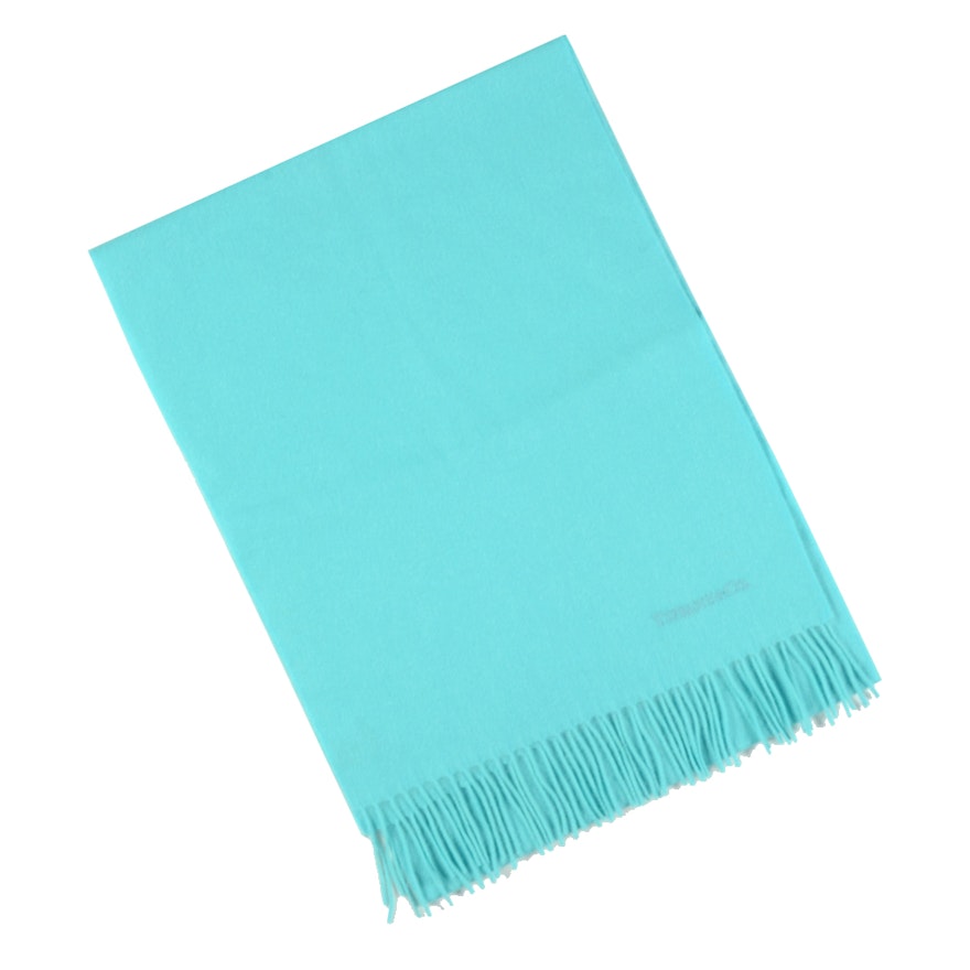 Tiffany & Co. Blue Embroidered Scarf