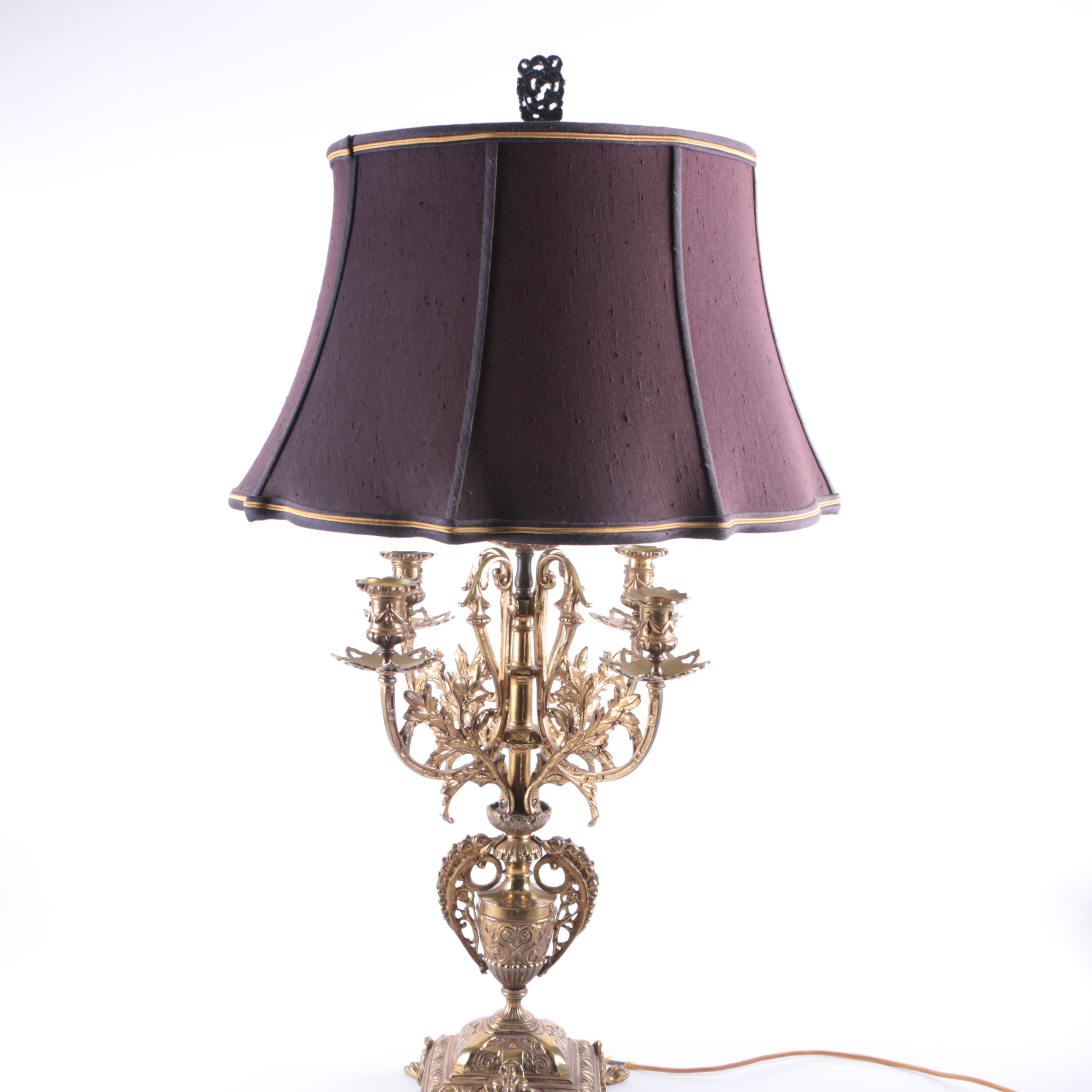 Converted French Baroque Candelabrum Table Lamp