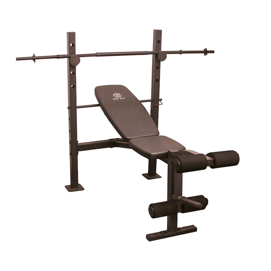 Gold's Gym XR 6.1 Weight Bench with Barbell