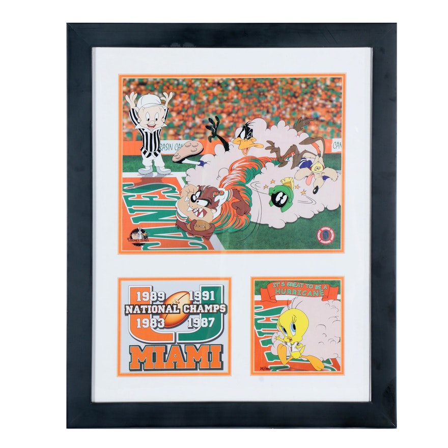 Offset Lithograph Featuring Looney Tunes as College Sports Team