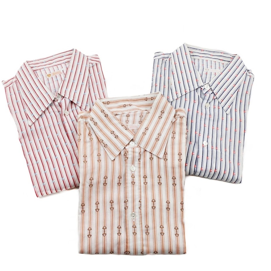 Three Gucci Vintage Cotton Mens Shirts