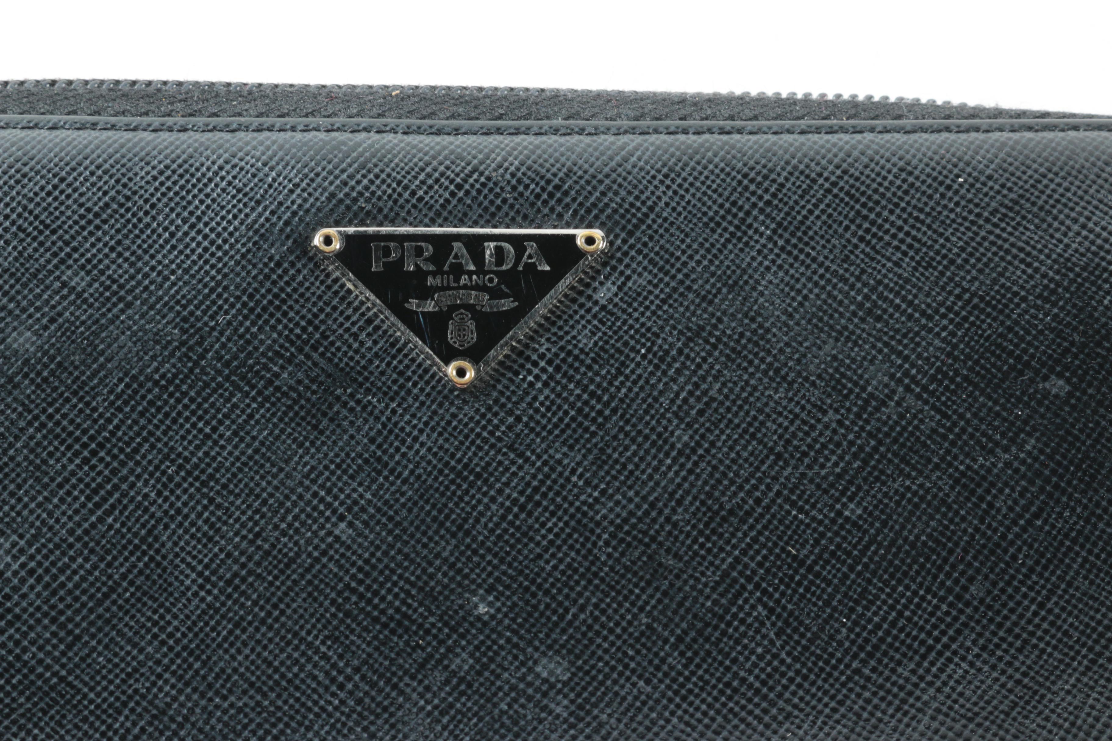 Prada Saffiano Zippered Clutch Wallet