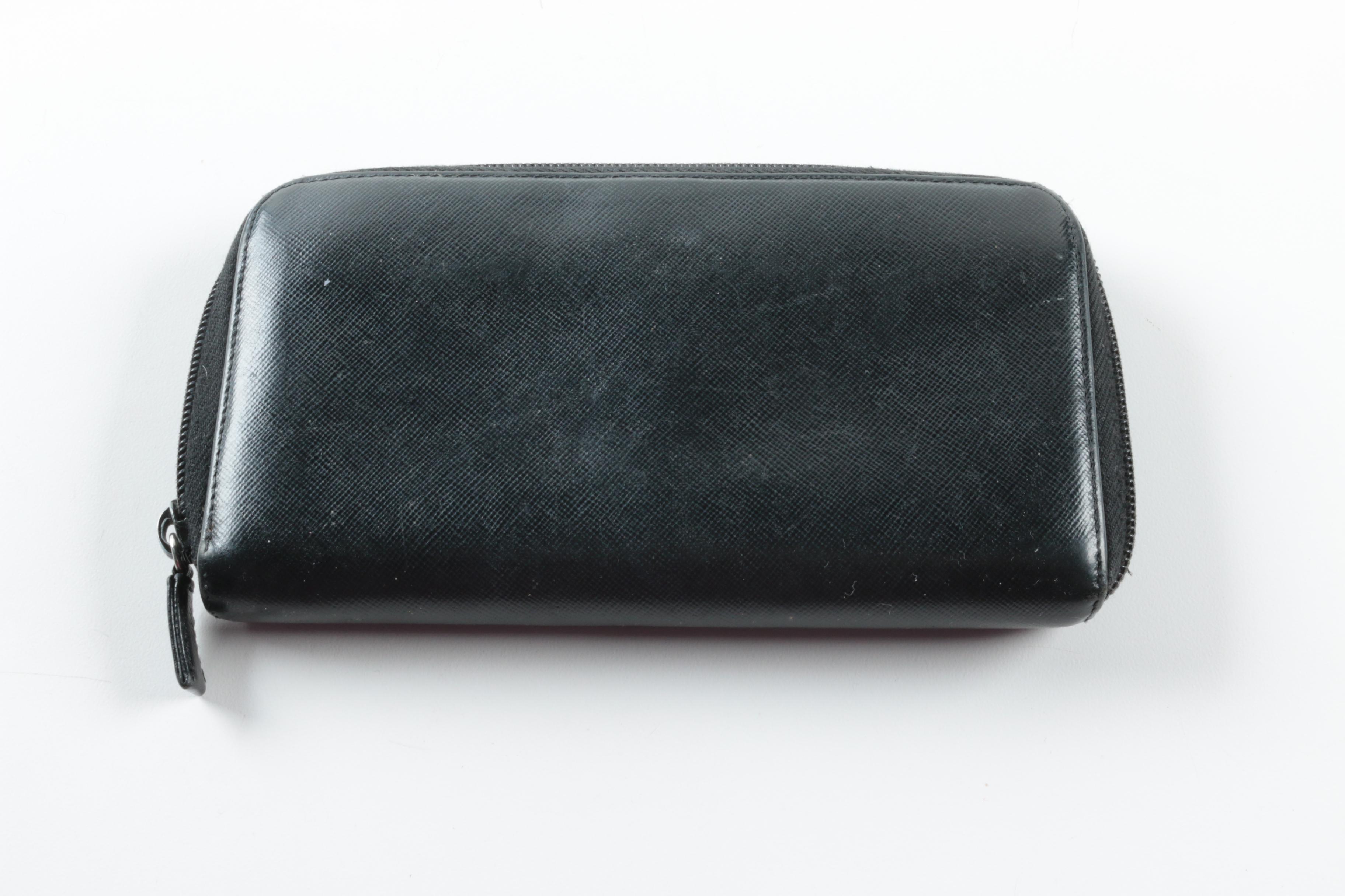 Prada Saffiano Zippered Clutch Wallet