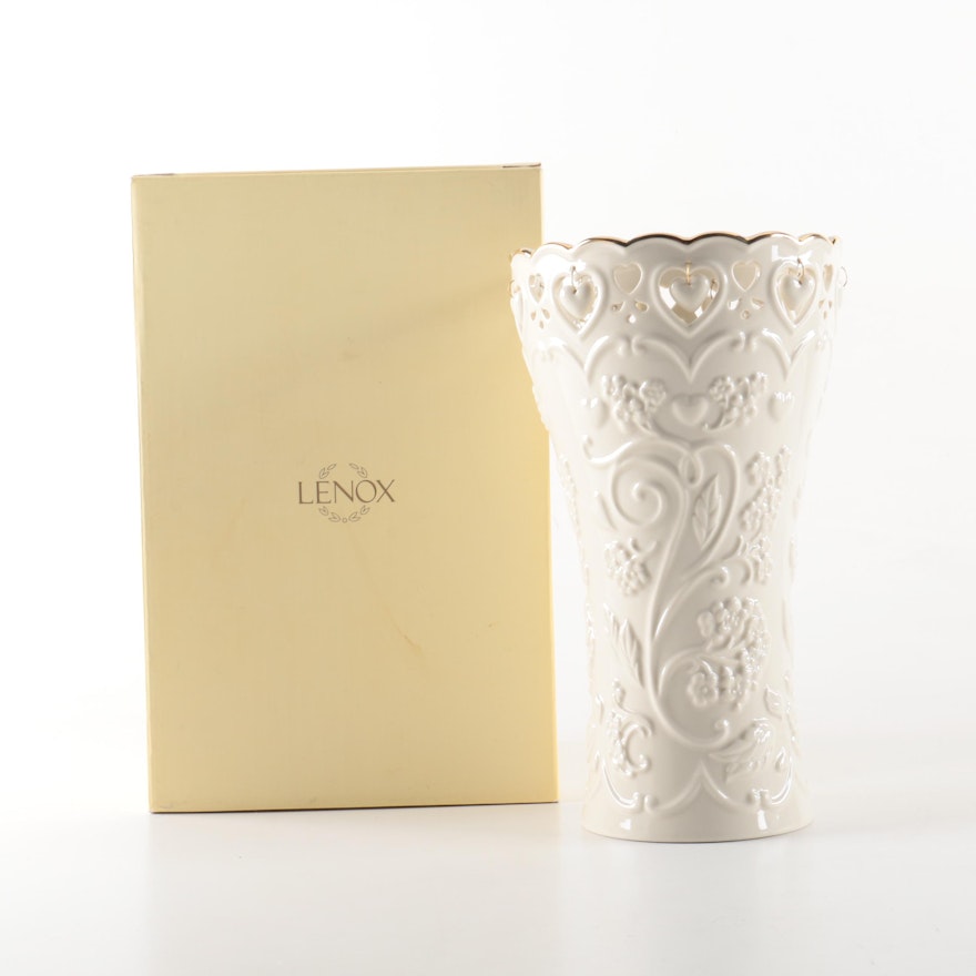 Lenox "Floating Hearts" Porcelain Vase with Box