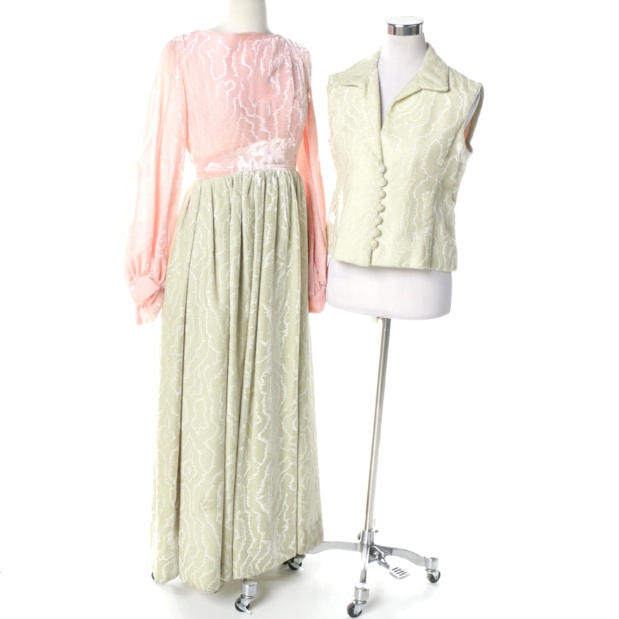 Women's Vintage Velvet Dress and Vest from Joan Leslie by Kasper