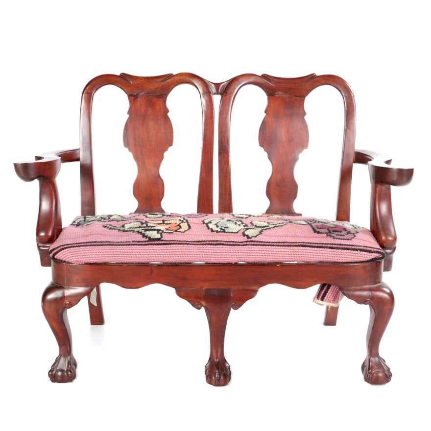 Vintage Chippendale Style Mahogany Settee