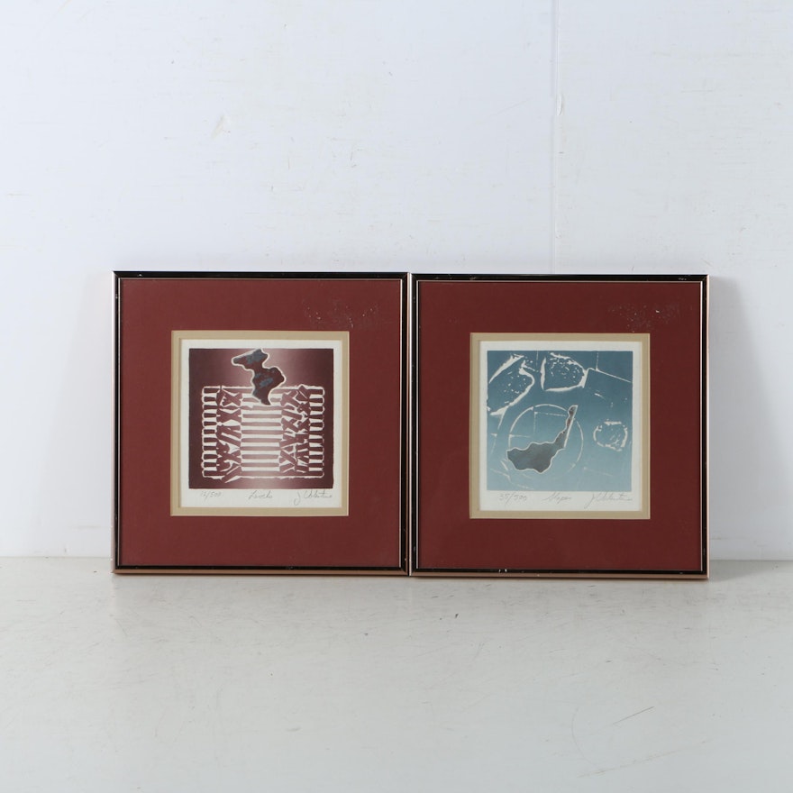 J. Valentine Limited Edition Abstract Intaglio Prints