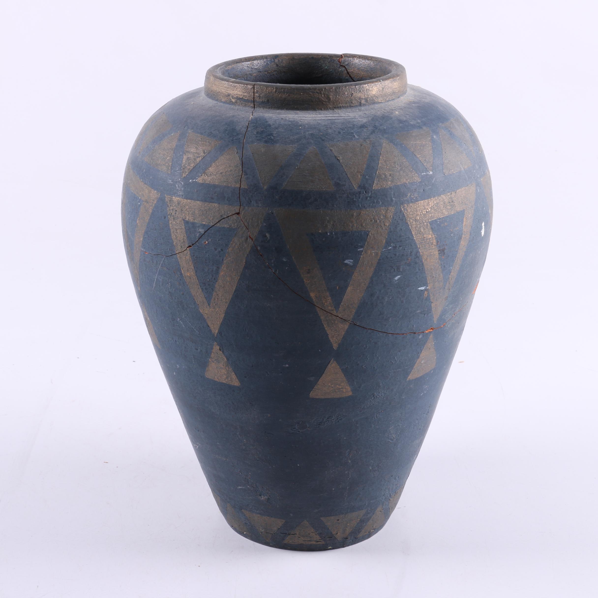 French Sarreguemines Faience Slop Pail and Earthenware Vase