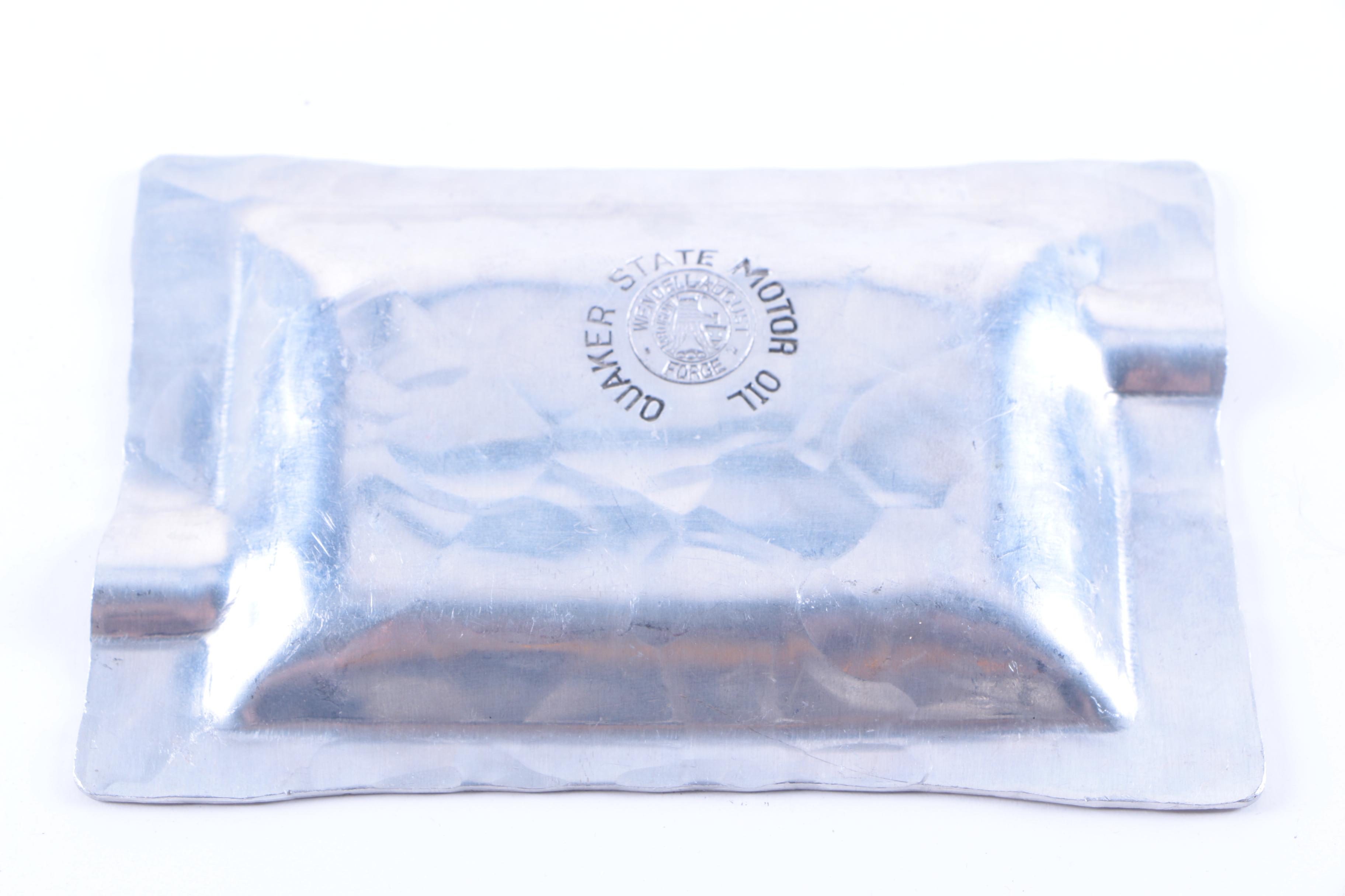 Vintage Ceramic Creamer and Metal Saucers