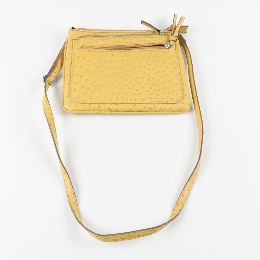 Merona Yellow Faux Ostrich Leather Crossbody Bag