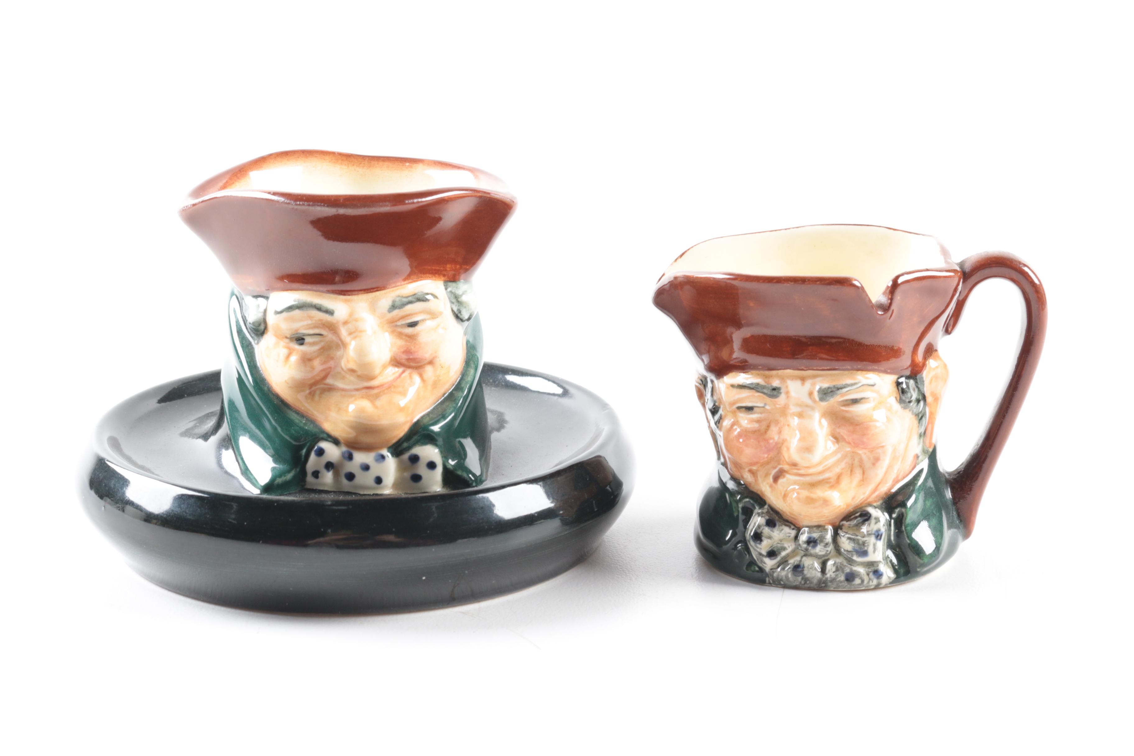 Vintage Royal Doulton "Old Charley" Ash Receiver and Character Jugs