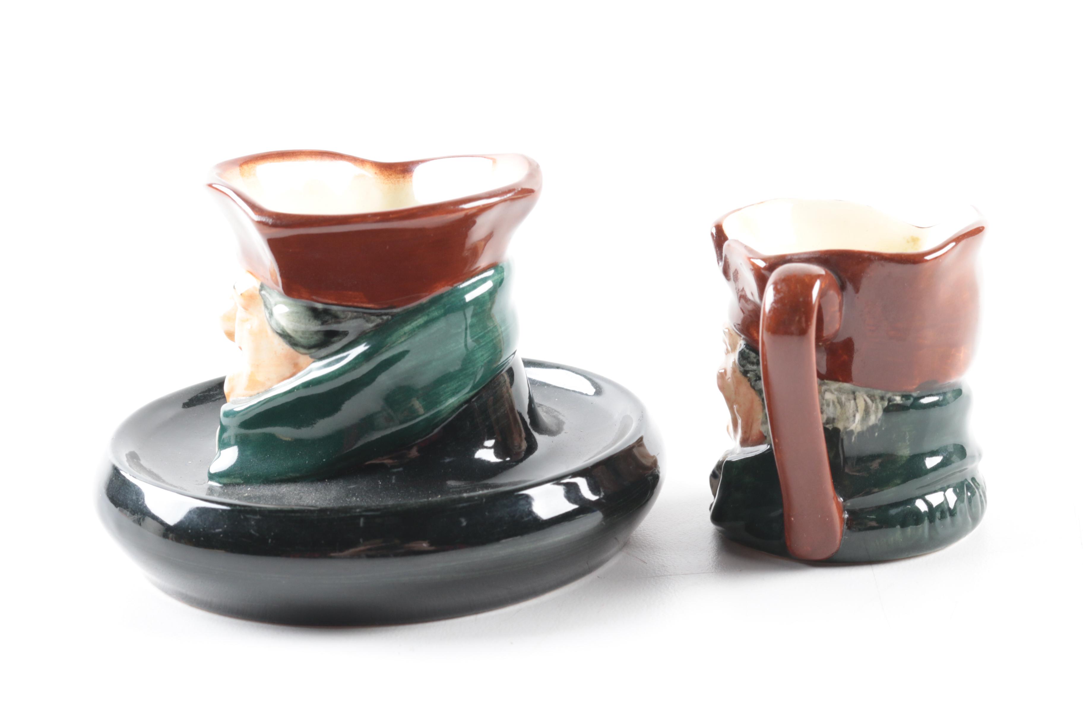 Vintage Royal Doulton "Old Charley" Ash Receiver and Character Jugs