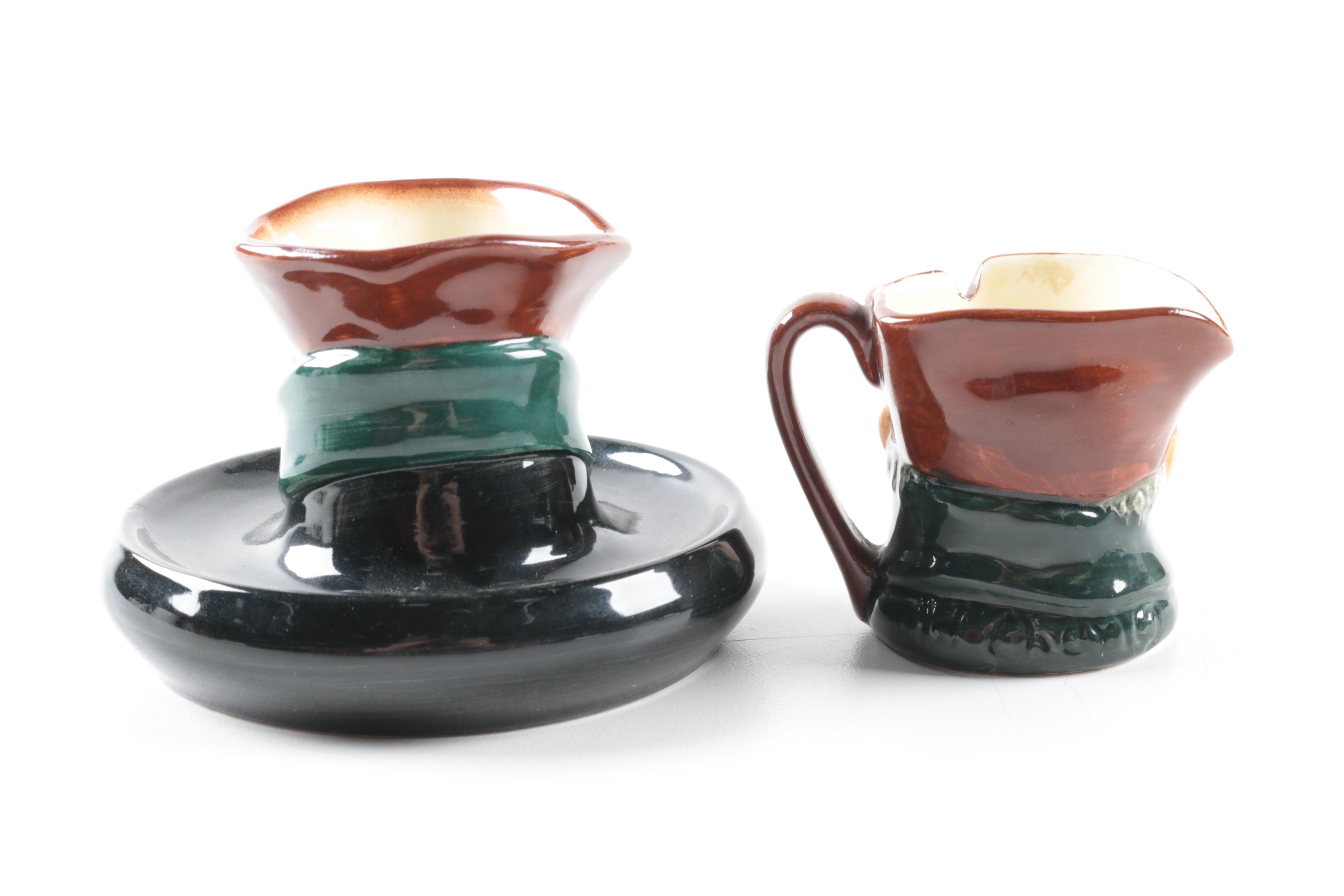 Vintage Royal Doulton "Old Charley" Ash Receiver and Character Jugs