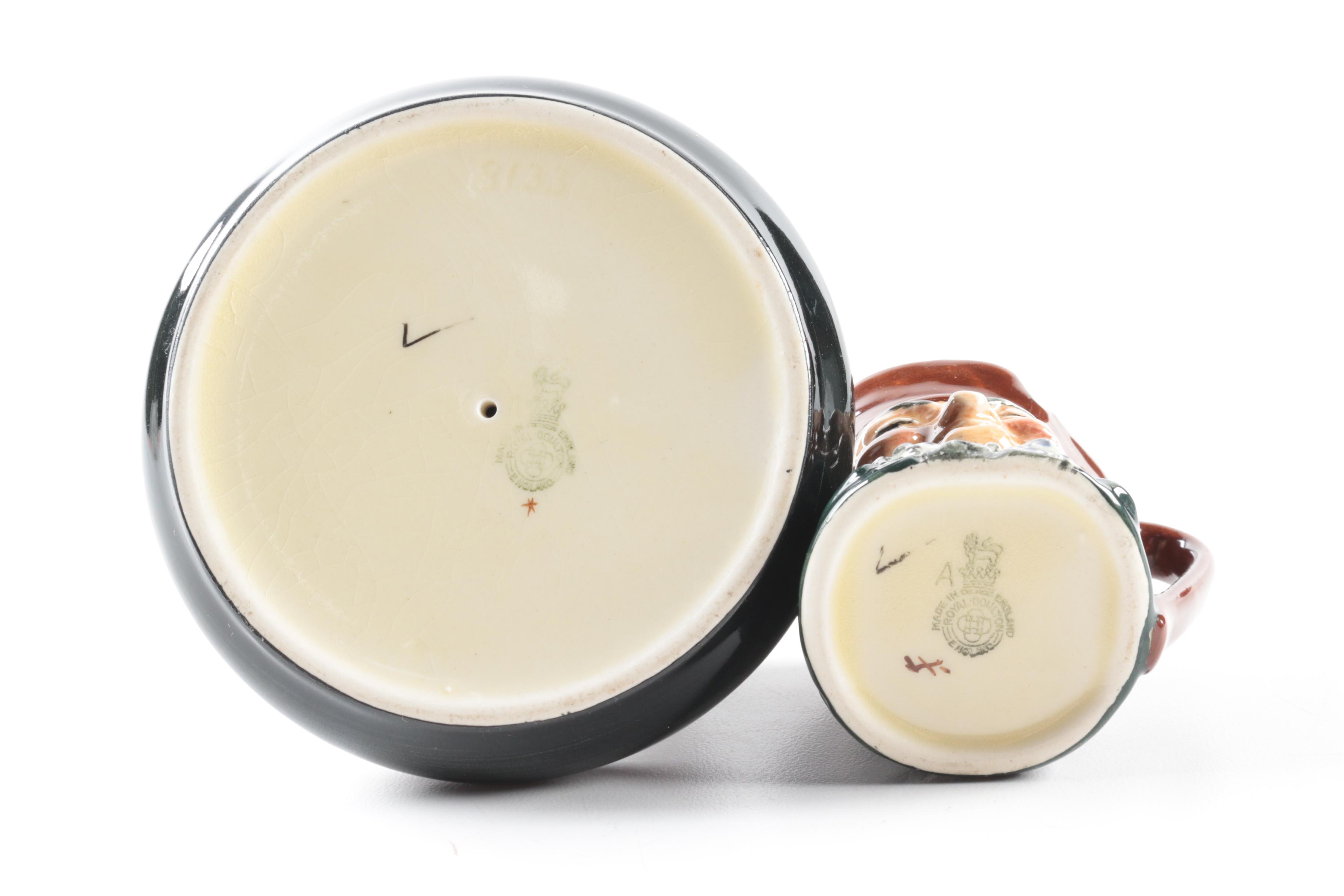 Vintage Royal Doulton "Old Charley" Ash Receiver and Character Jugs