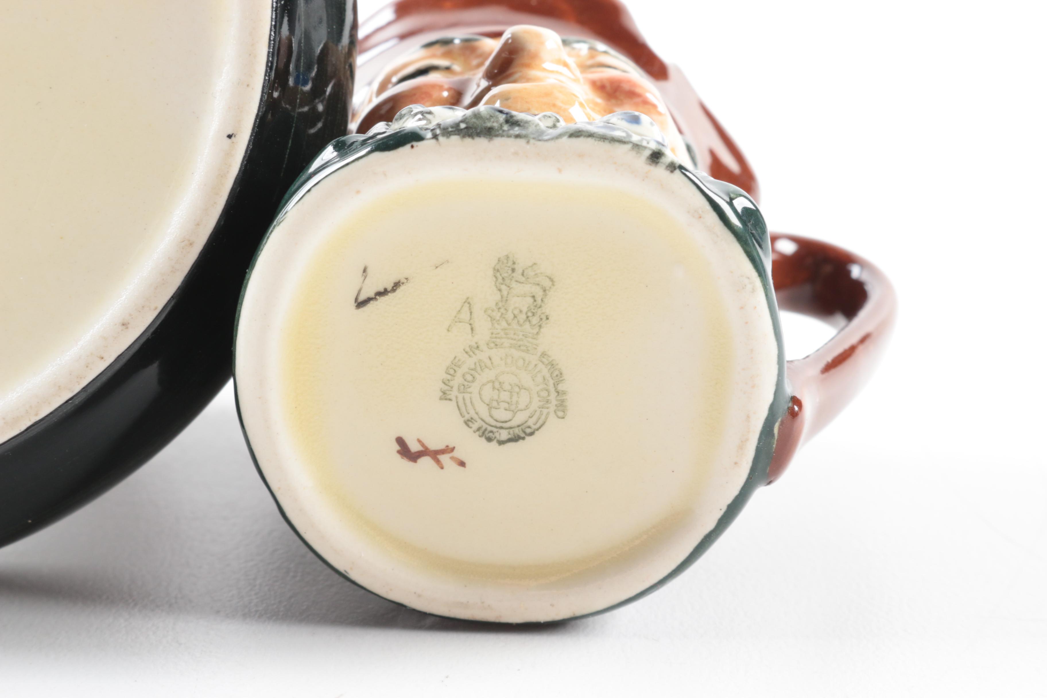 Vintage Royal Doulton "Old Charley" Ash Receiver and Character Jugs