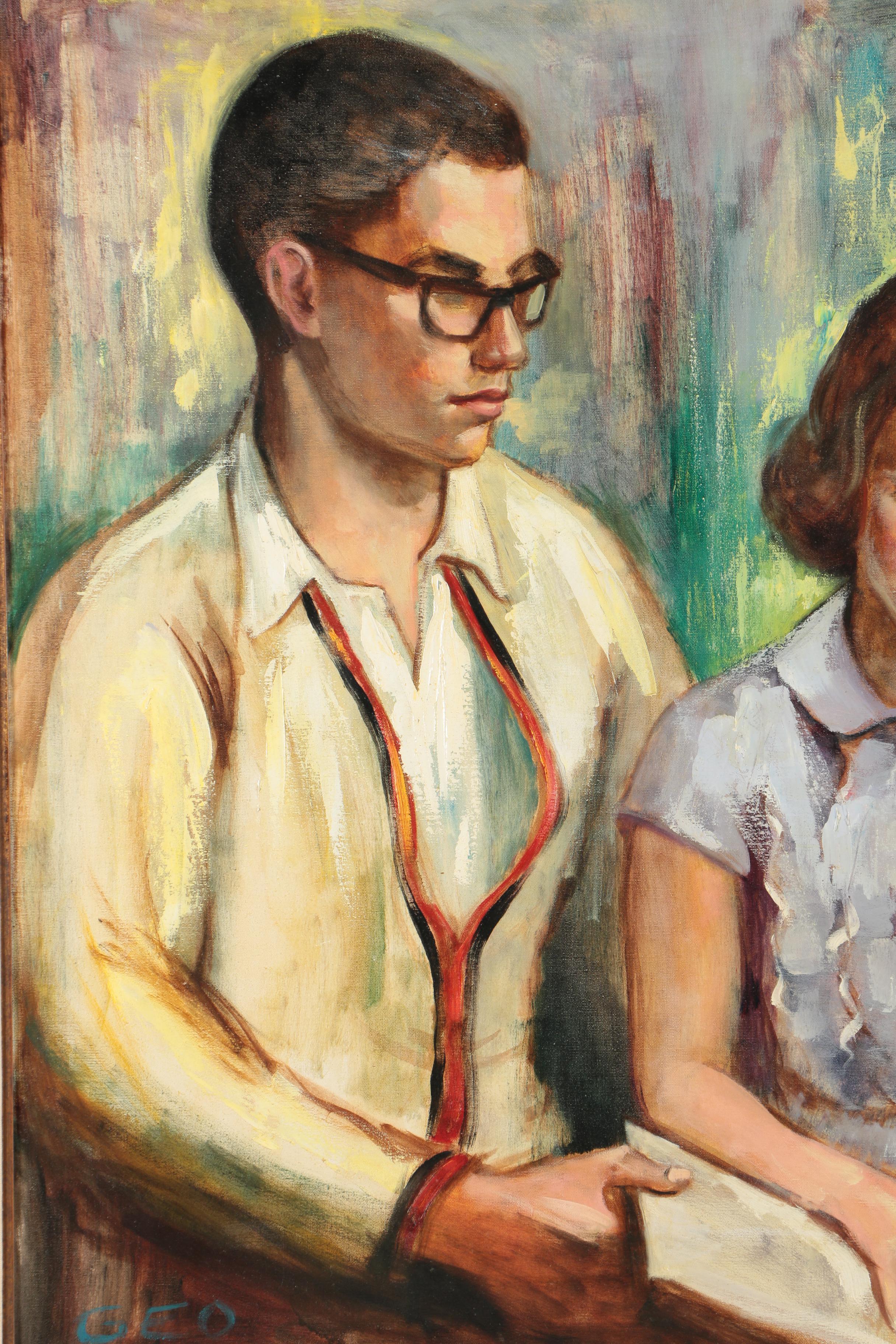 GEO Oil Painting of Children Reading