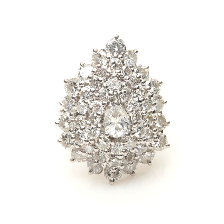 Platinum 4.92 CTW Diamond Cluster Ring