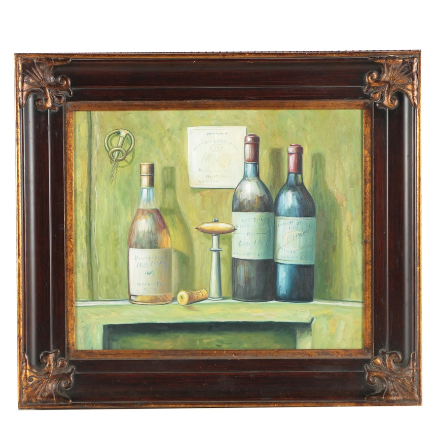 Oil Painting of Wine Bottles
