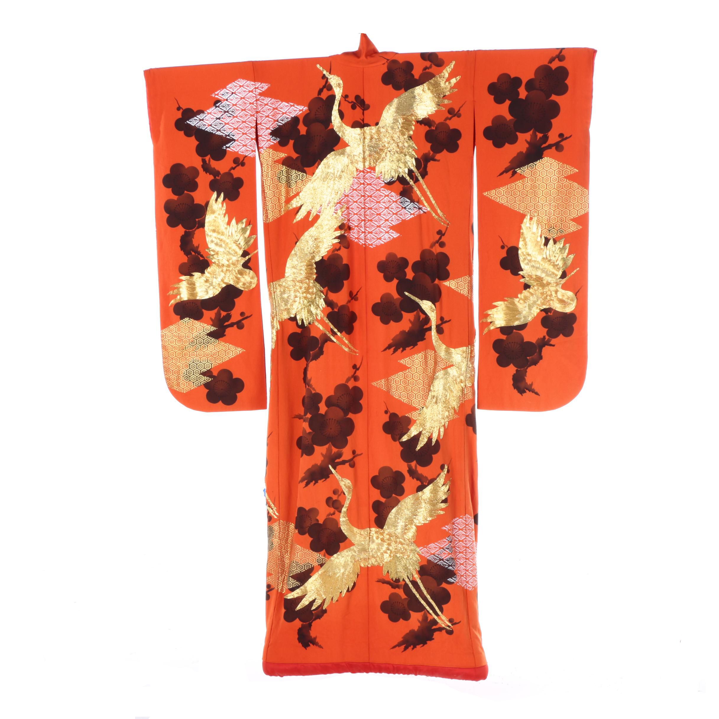 Vintage Japanese Silk Crepe Uchikake Wedding Kimono