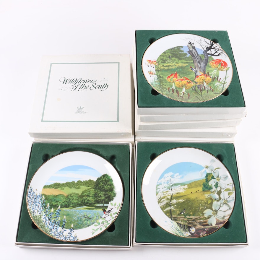 Royal Windsor "Wildflowers of the South" Porcelain Collector's Plates