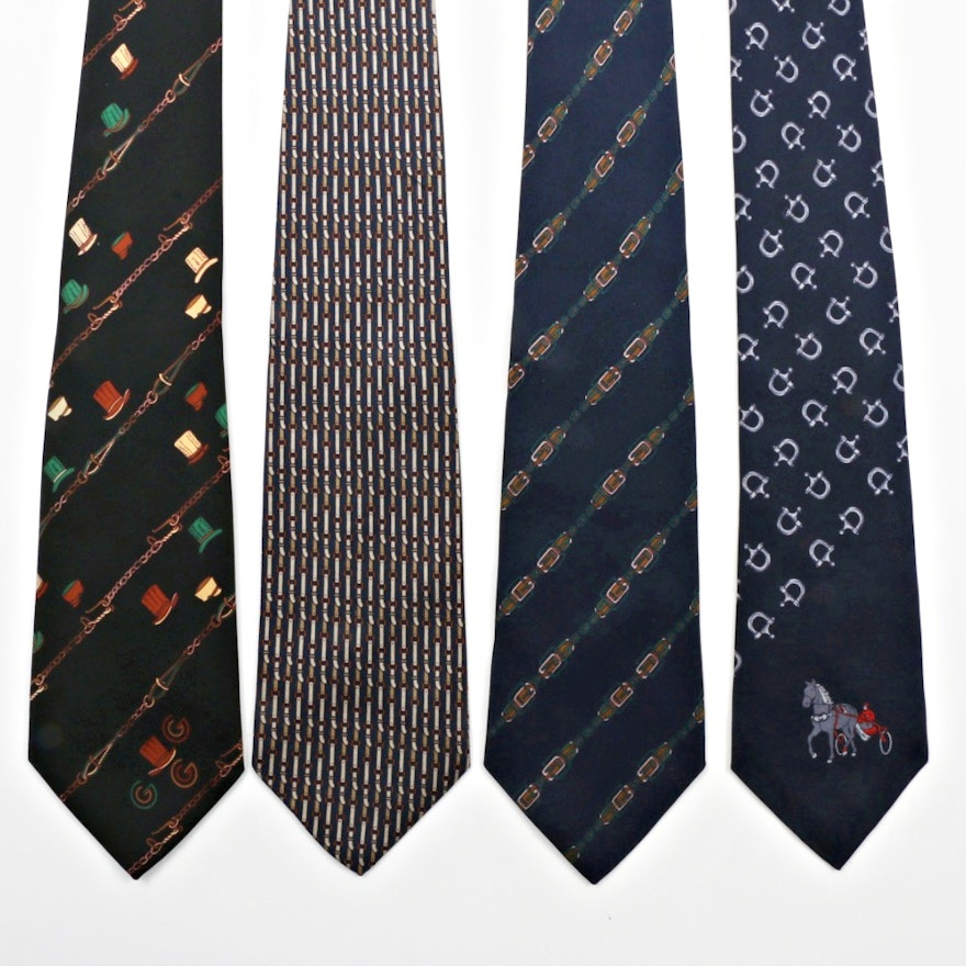 Four Vintage Gucci All Silk Mens Neckties