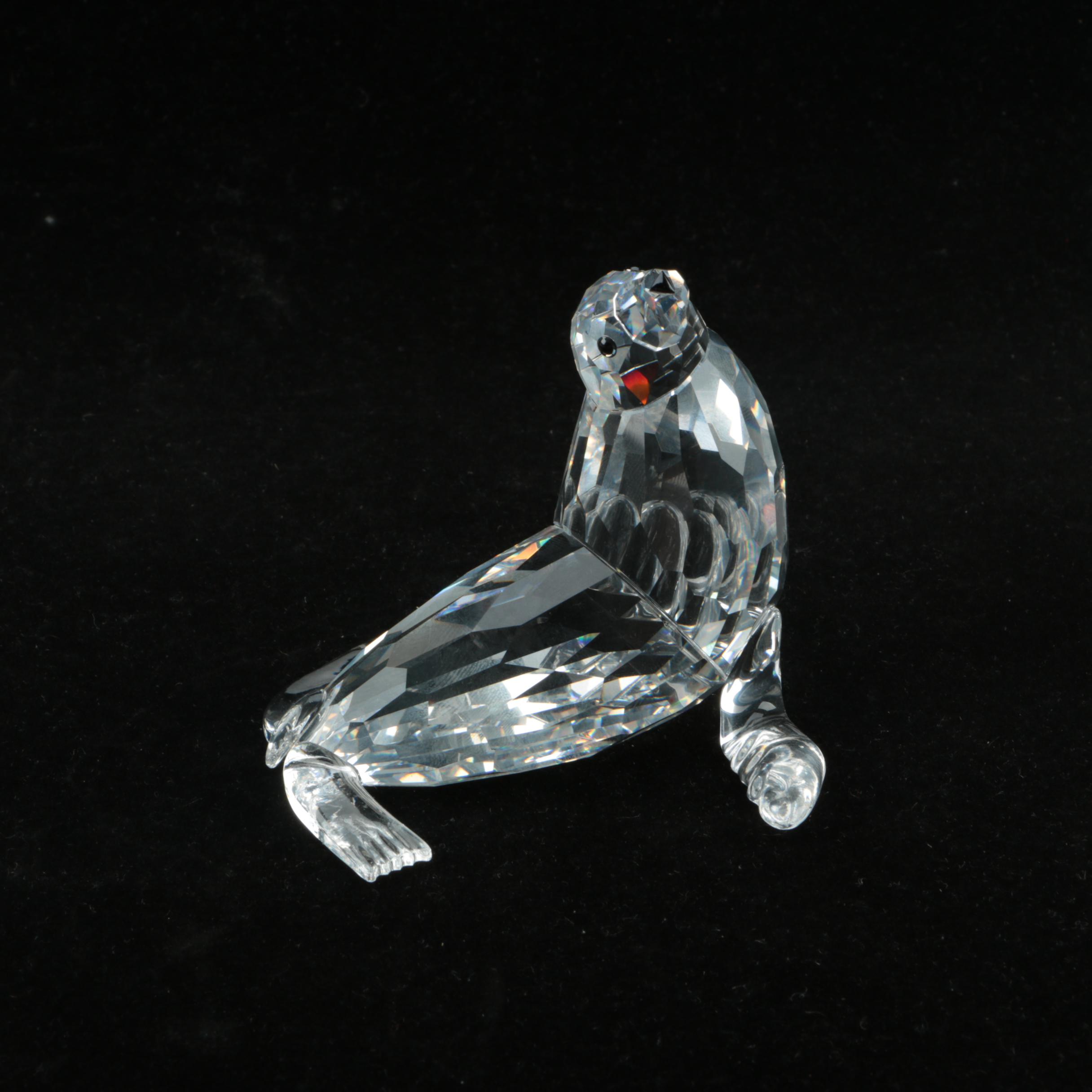 Swarovski Crystal Mother Sea Lion Figurine